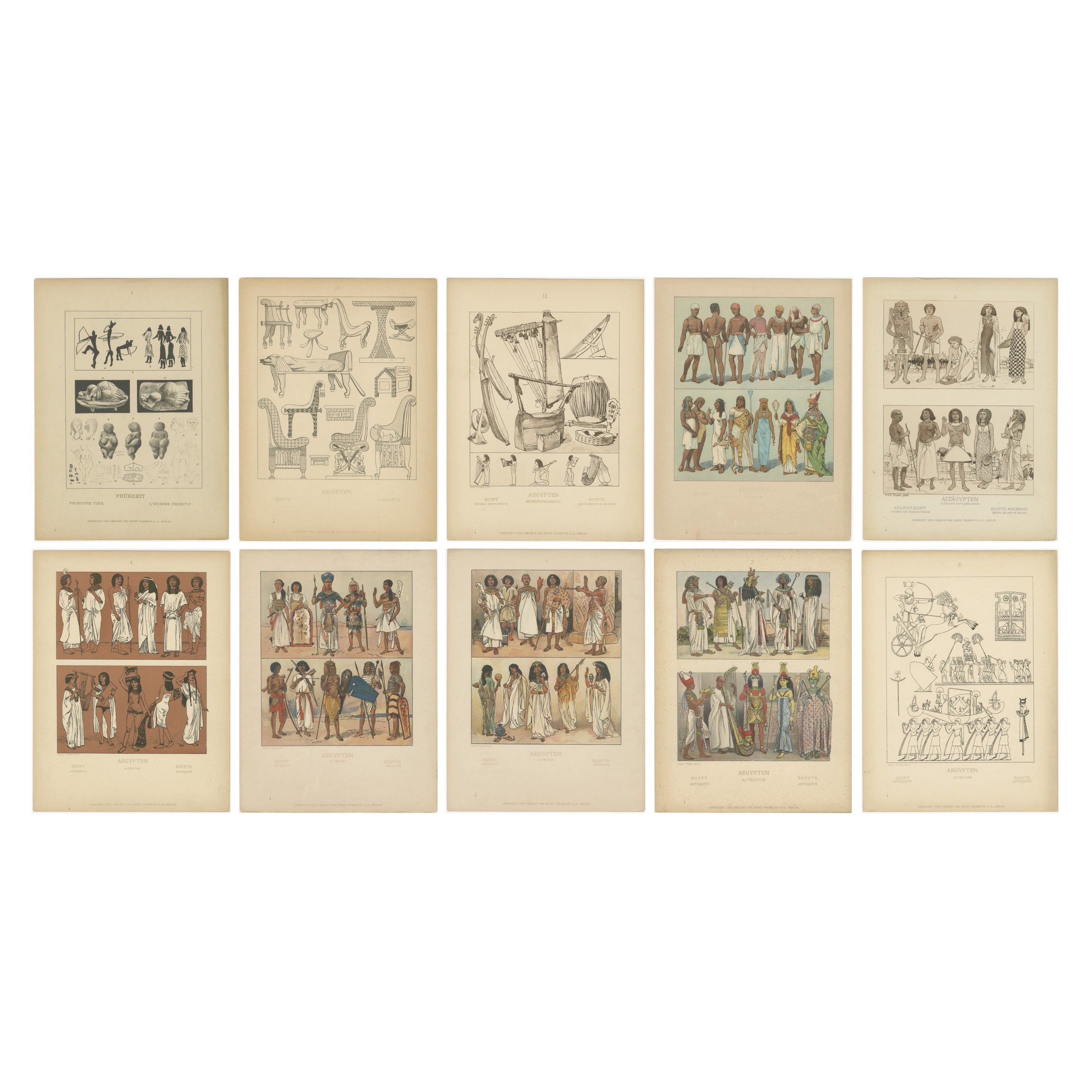 Plaques anciennes sur le costume égyptien, la culture et le temps primitif, C.I.C.