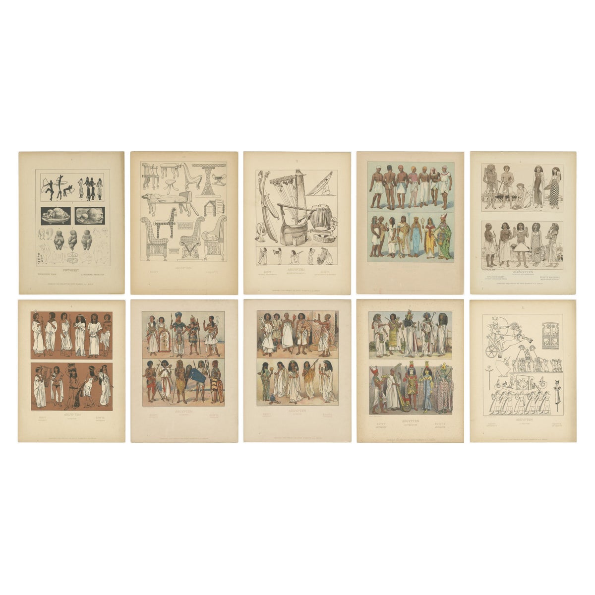 Antique Egyptian Costume, Culture and Primitive Time Plates, c.1900
