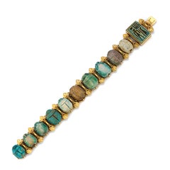 Antique Egyptian Faience Scarab Bracelet