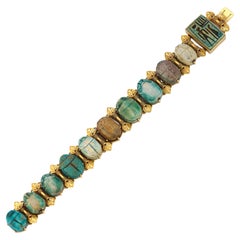 Antique Egyptian Faience Scarab Bracelet