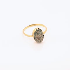 Antique Egyptian Gold & Faience Pottery Scarab Ring