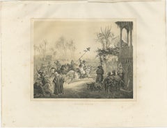 Antique Egyptian Horsemen Javelin Game Scene from Maximilian, 1846