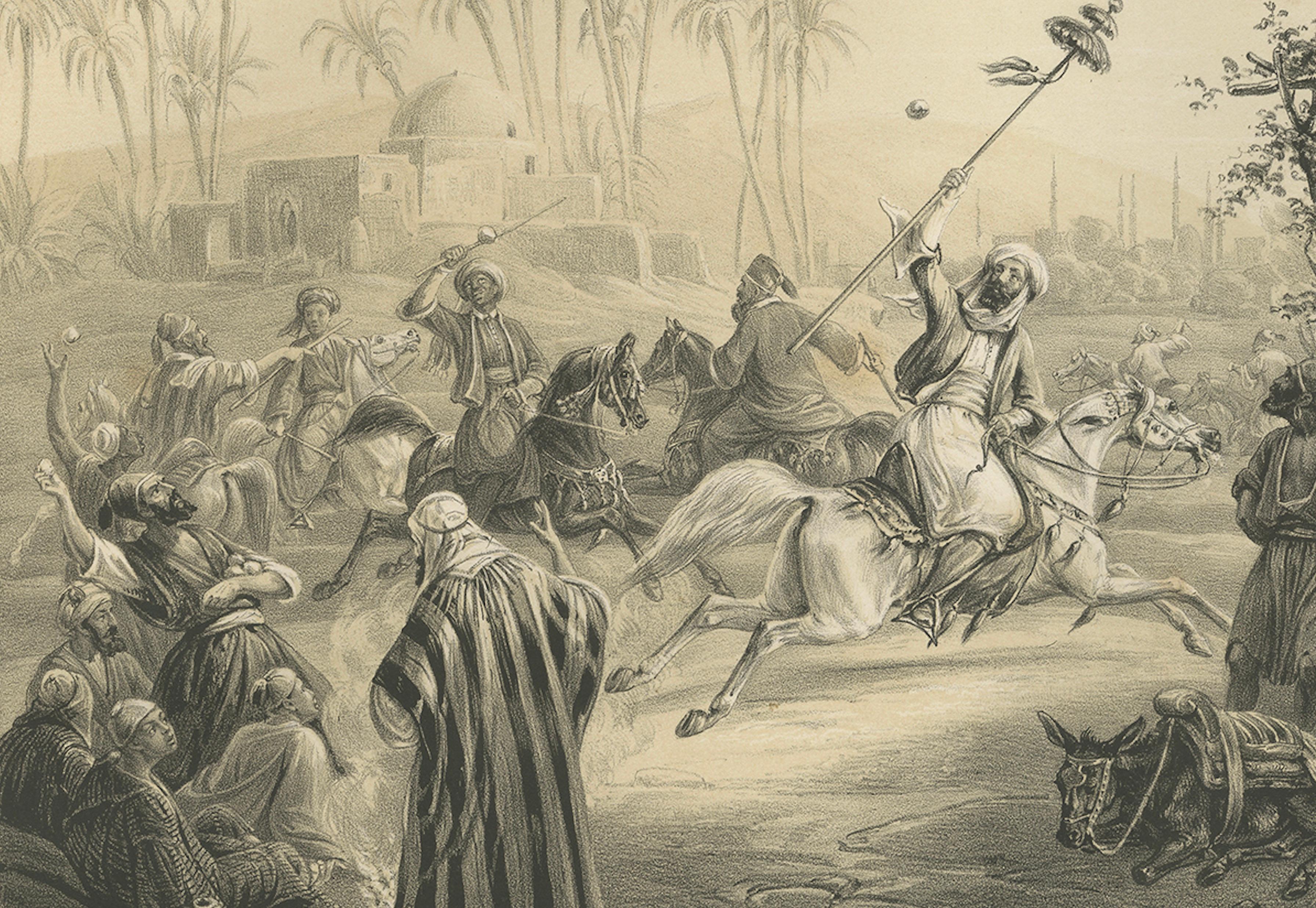 Antico gioco di cavalieri egiziani con giavellotto, scena di Maximilian, 1846 in vendita 1