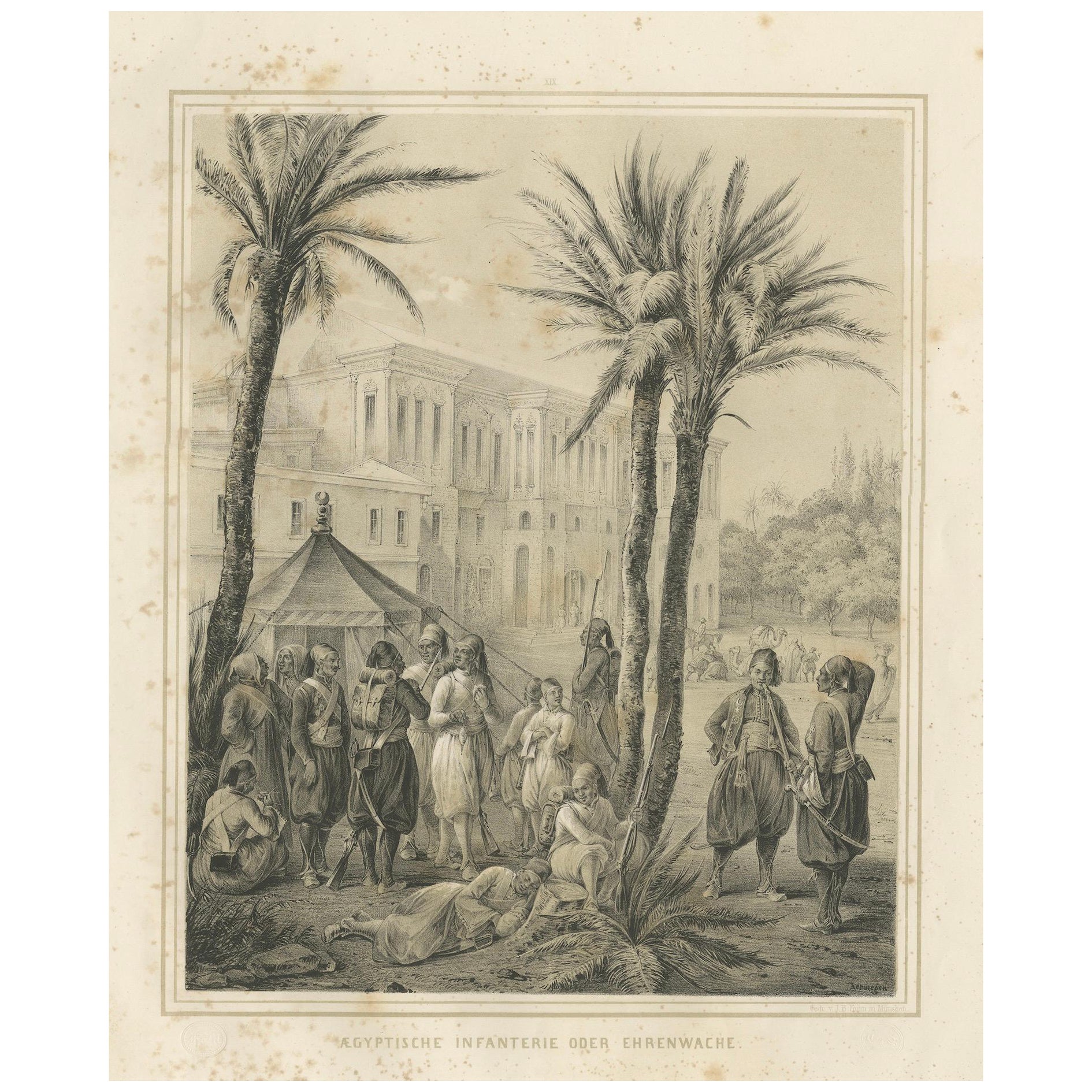 Antike ägyptische Infanterie-Garde-Szene aus Maximilian in Bayern, 1846