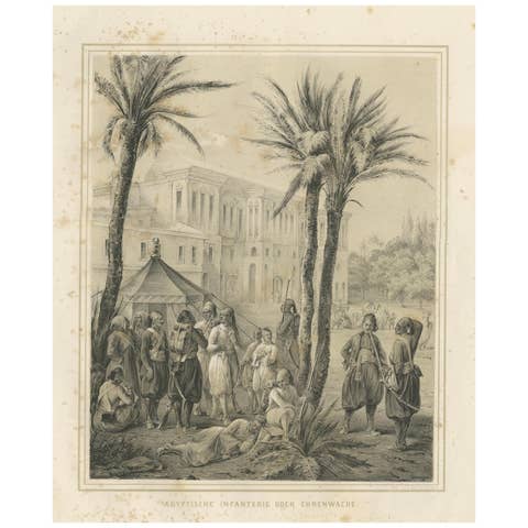 Antique Egyptian Infantry Guard Scene from Maximilian in Bavaria, 1846