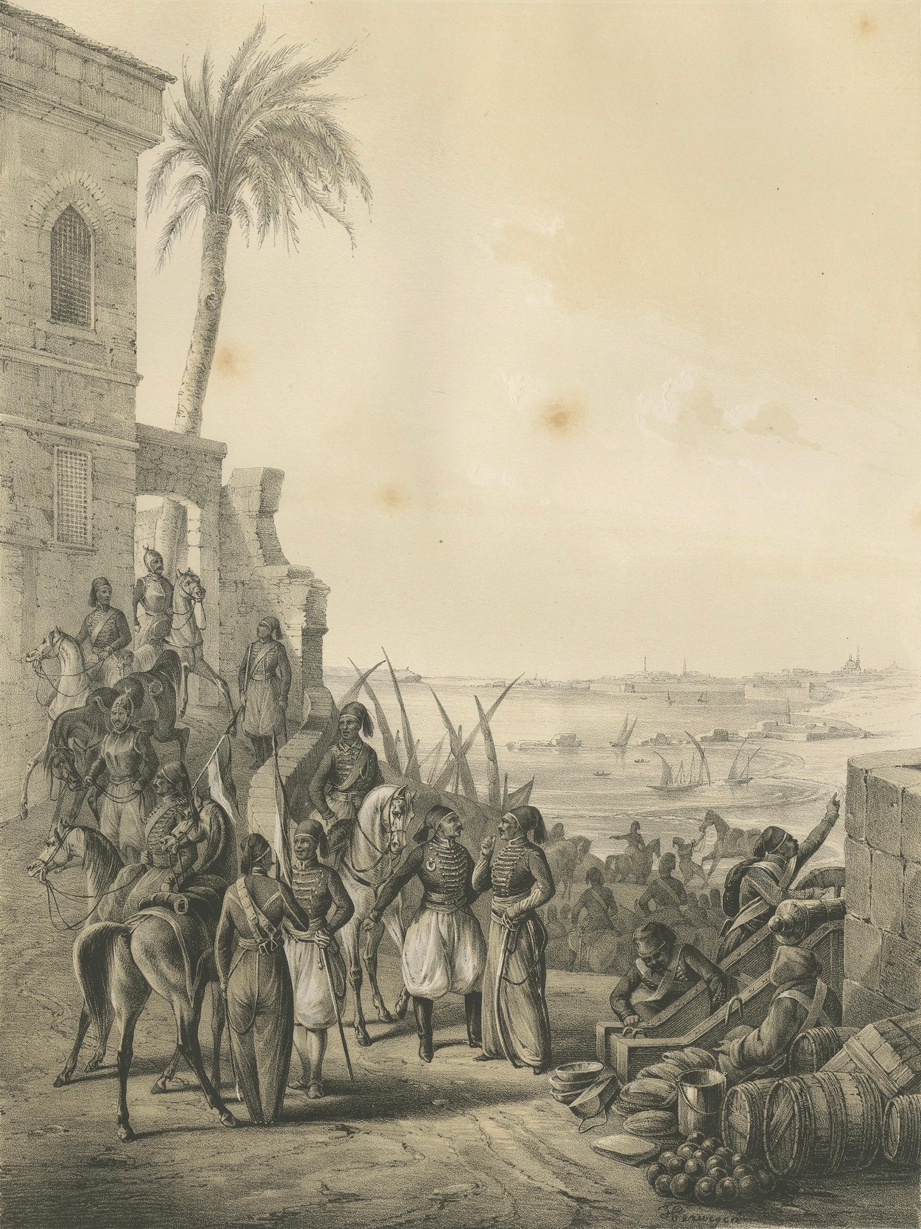 Antique Egyptian Regular Cavalry on the Nile from Maximilian in Bavaria, 1846 In Good Condition For Sale In Langweer, NL