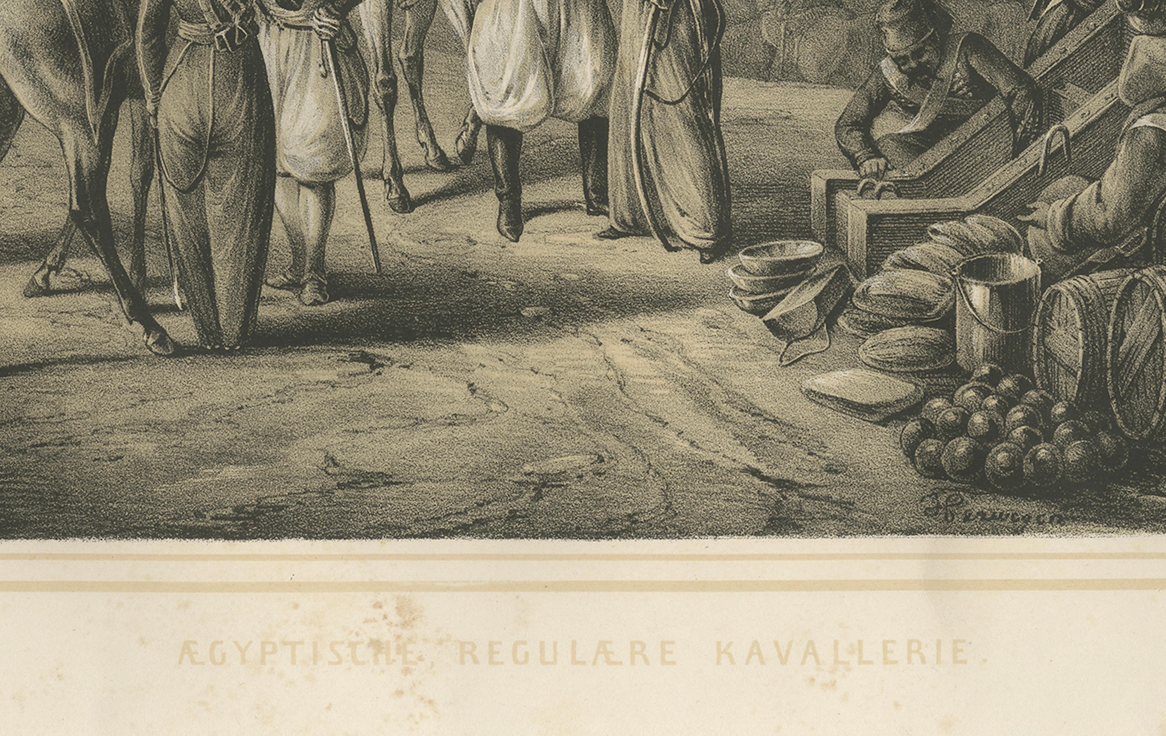 19th Century Antique Egyptian Regular Cavalry on the Nile from Maximilian in Bavaria, 1846 For Sale