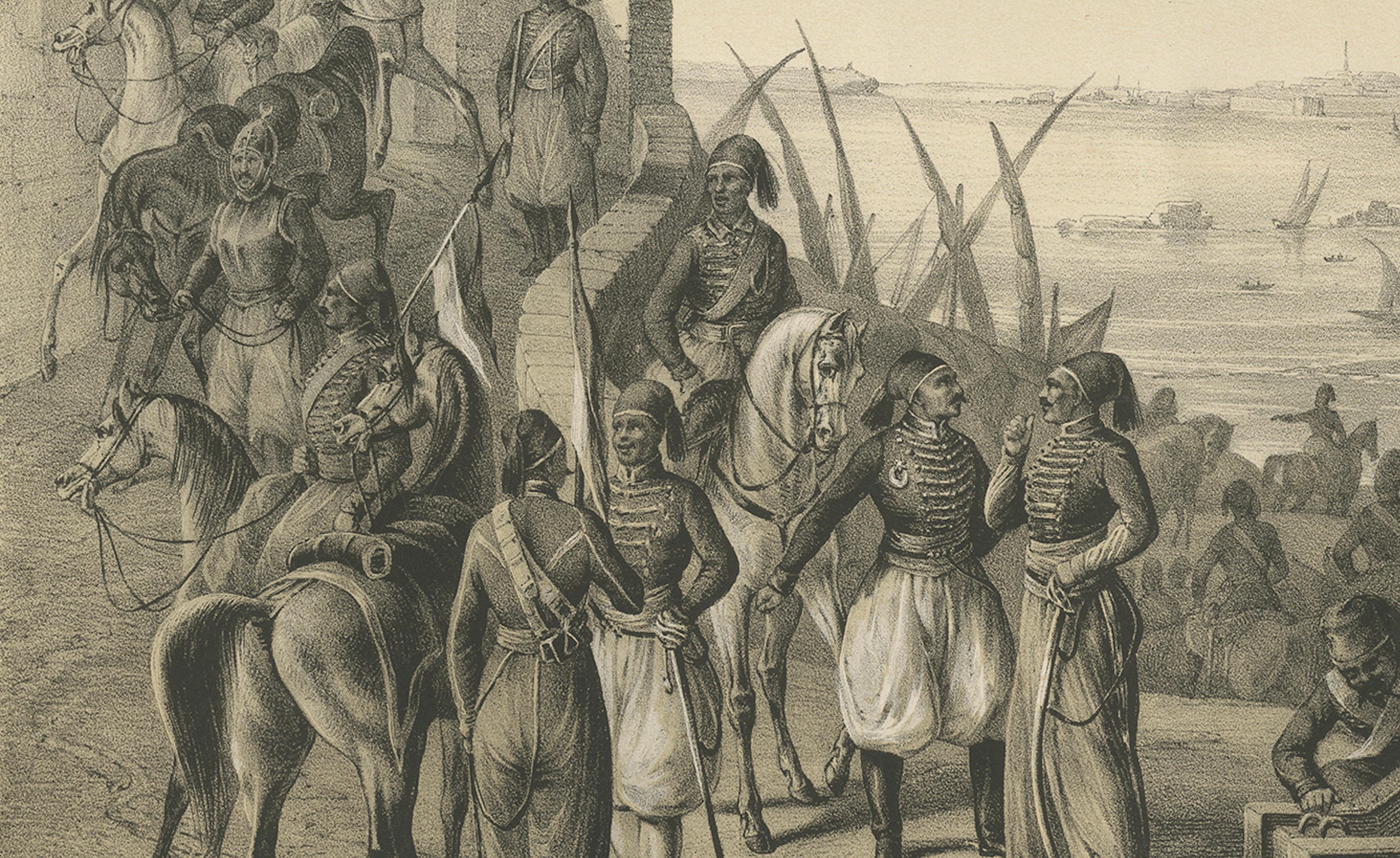 Antique Egyptian Regular Cavalry on the Nile from Maximilian in Bavaria, 1846 For Sale 1