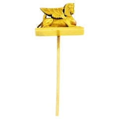 Antique Egyptian Revival 18 Karat Yellow Gold Sphinx Stickpin