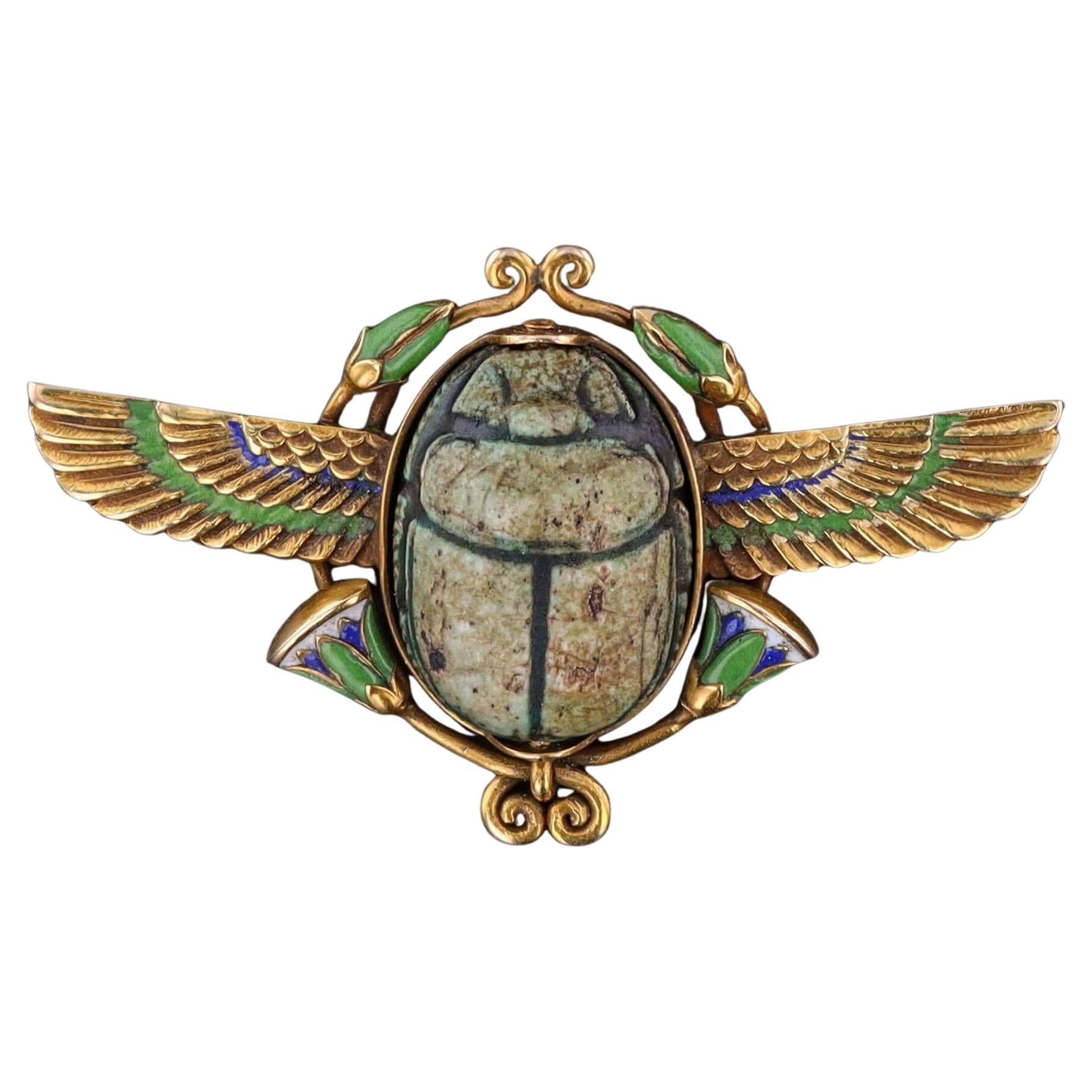 Antique Egyptian Revival Brooch of 14k Gold, Circa 1900