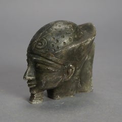 Antique Egyptian Revival Carved Hardstone Sculpture, Man with Headdress, 19thC