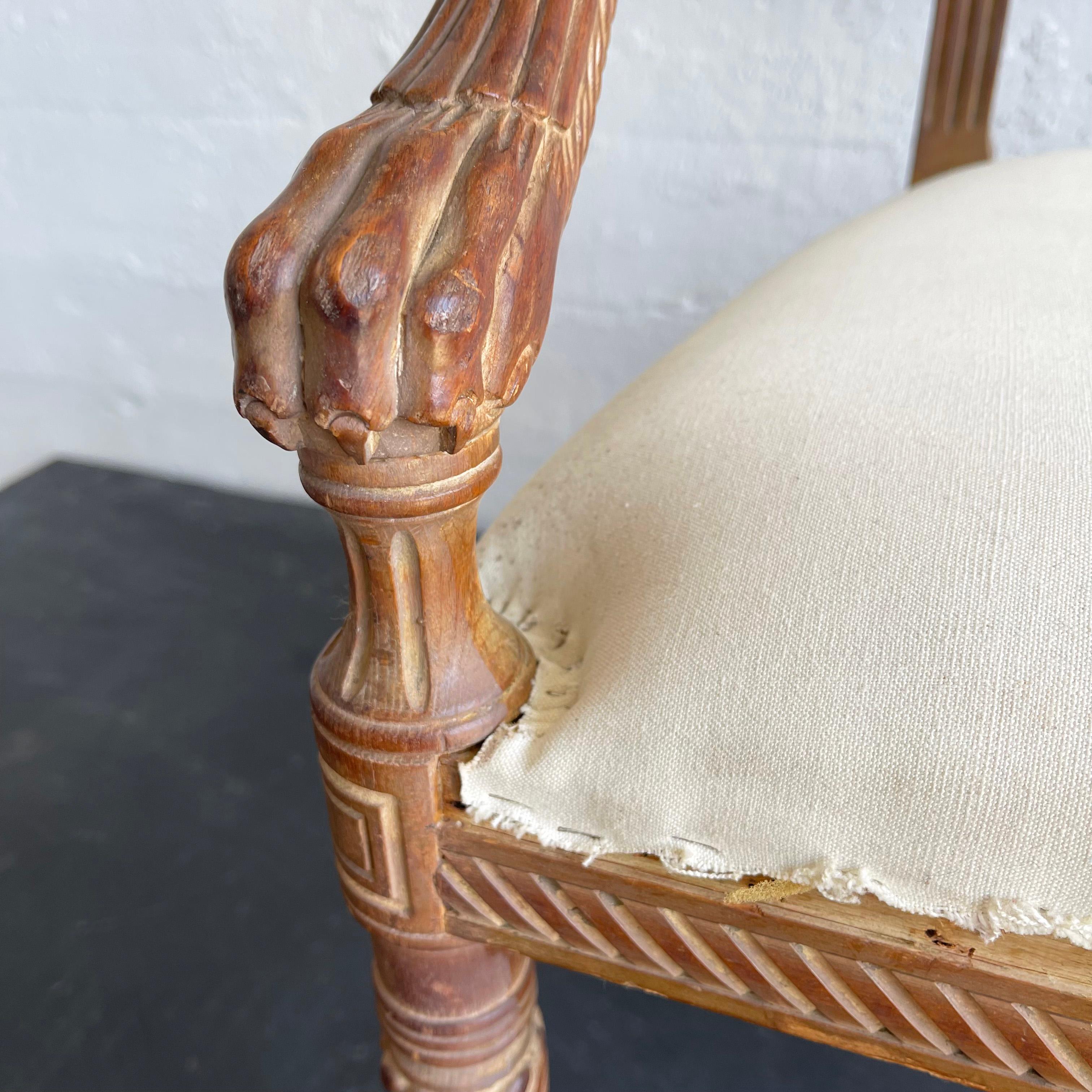 Antique Egyptian Revival Carved Maple Armchair For Sale 6