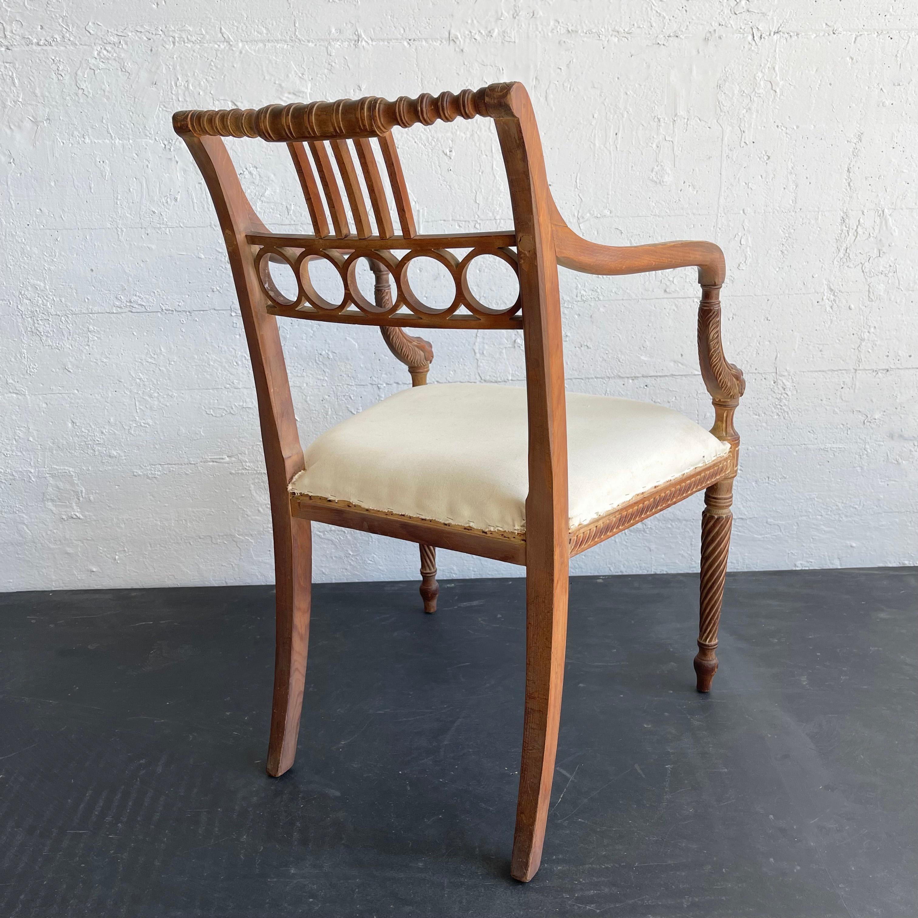 Antique Egyptian Revival Carved Maple Armchair For Sale 2