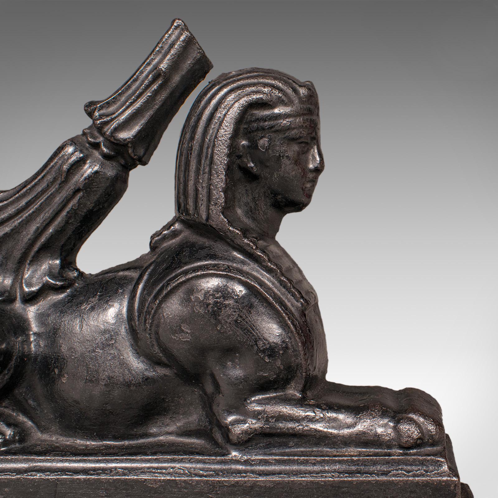 Antique Egyptian Revival Doorstop, English Cast Iron Sphinx, Regency, Circa 1830 For Sale 3