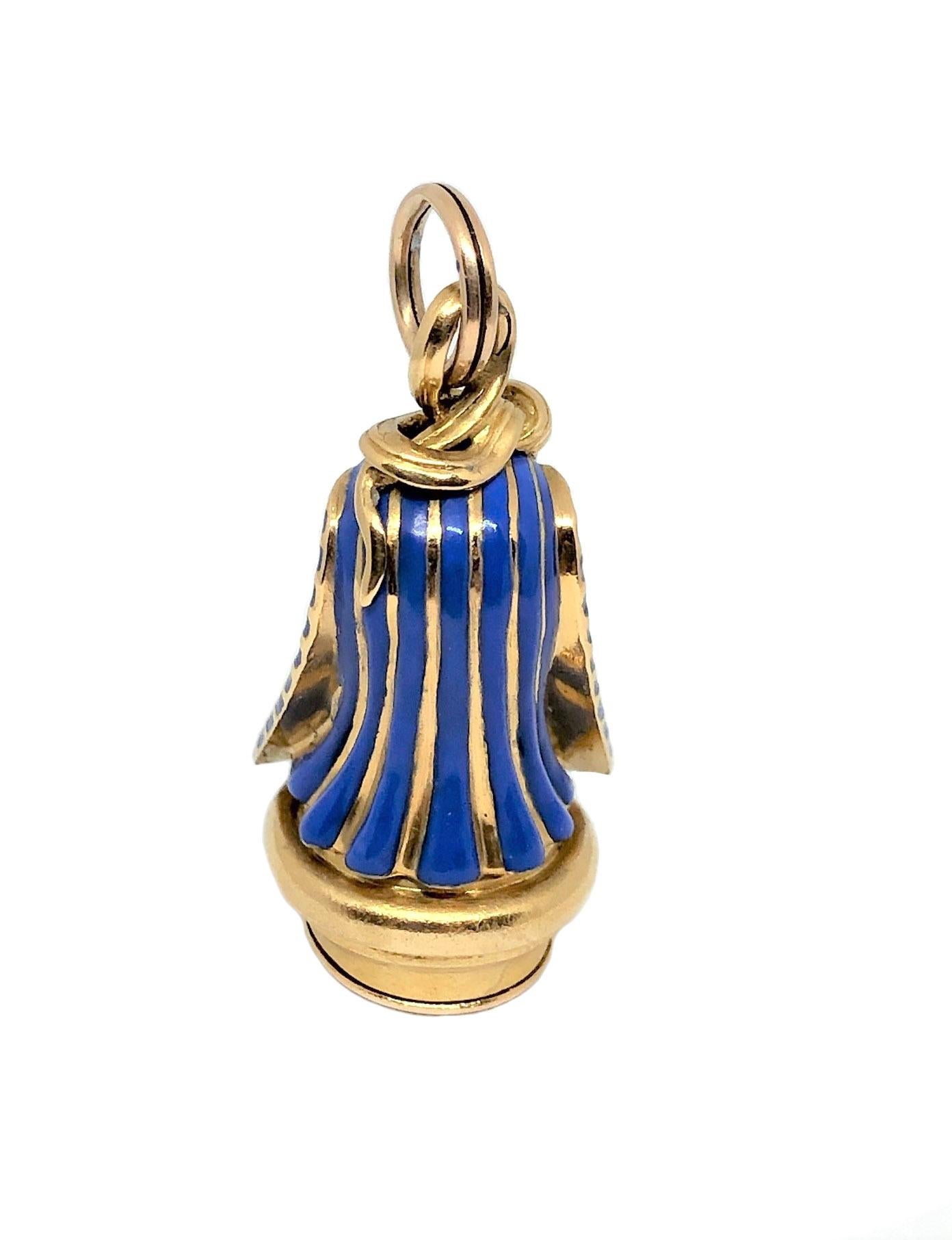 Women's or Men's Antique Egyptian Revival Gold Enamel and Gem Set Seal Fob