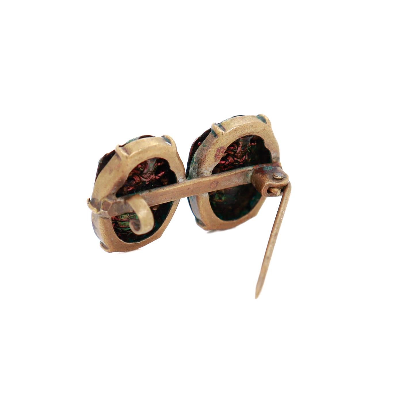 Antique Egyptian Revival Gold Filled Scarab Brooch with Real Beetle Shells For Sale 8