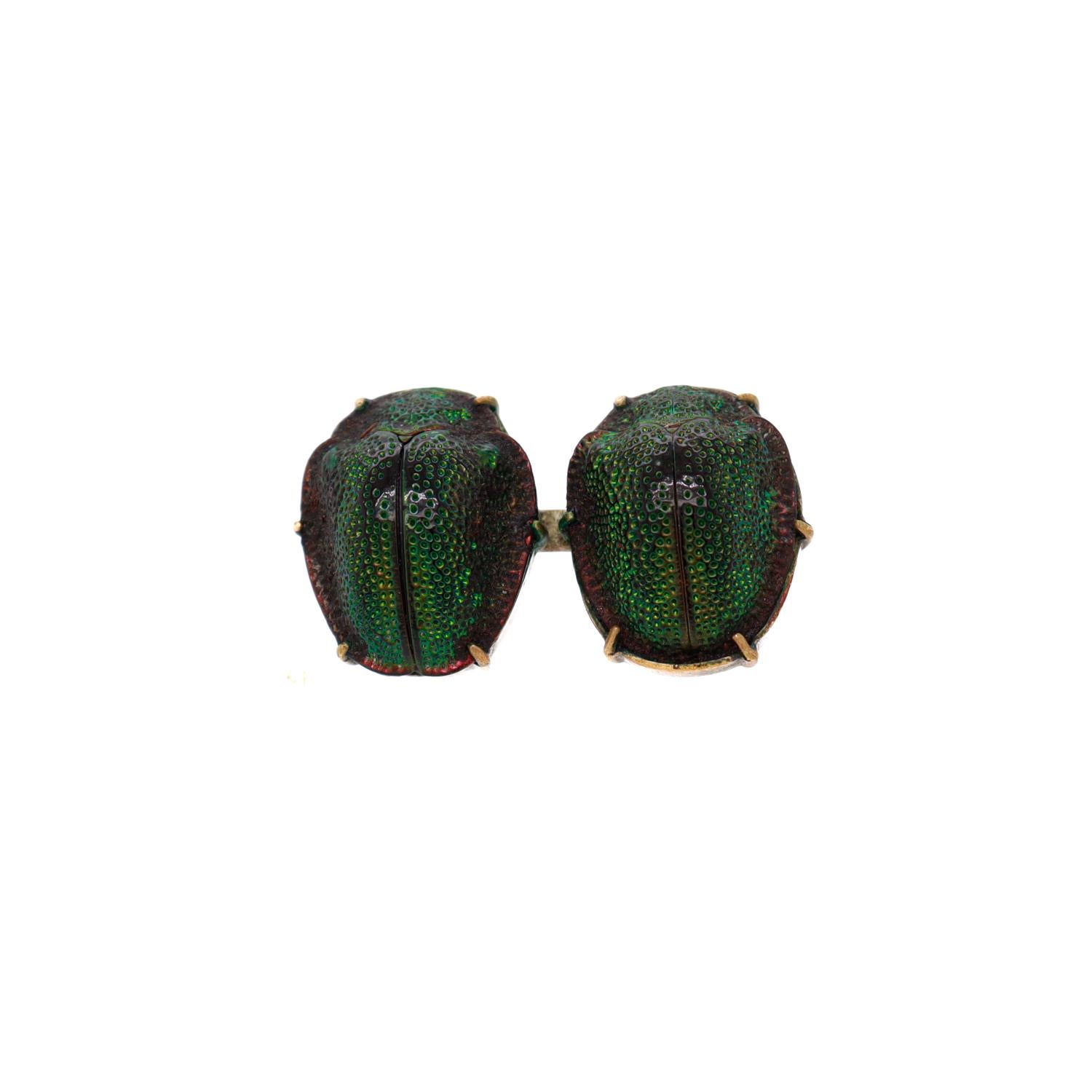 Women's Antique Egyptian Revival Gold Filled Scarab Brooch with Real Beetle Shells For Sale