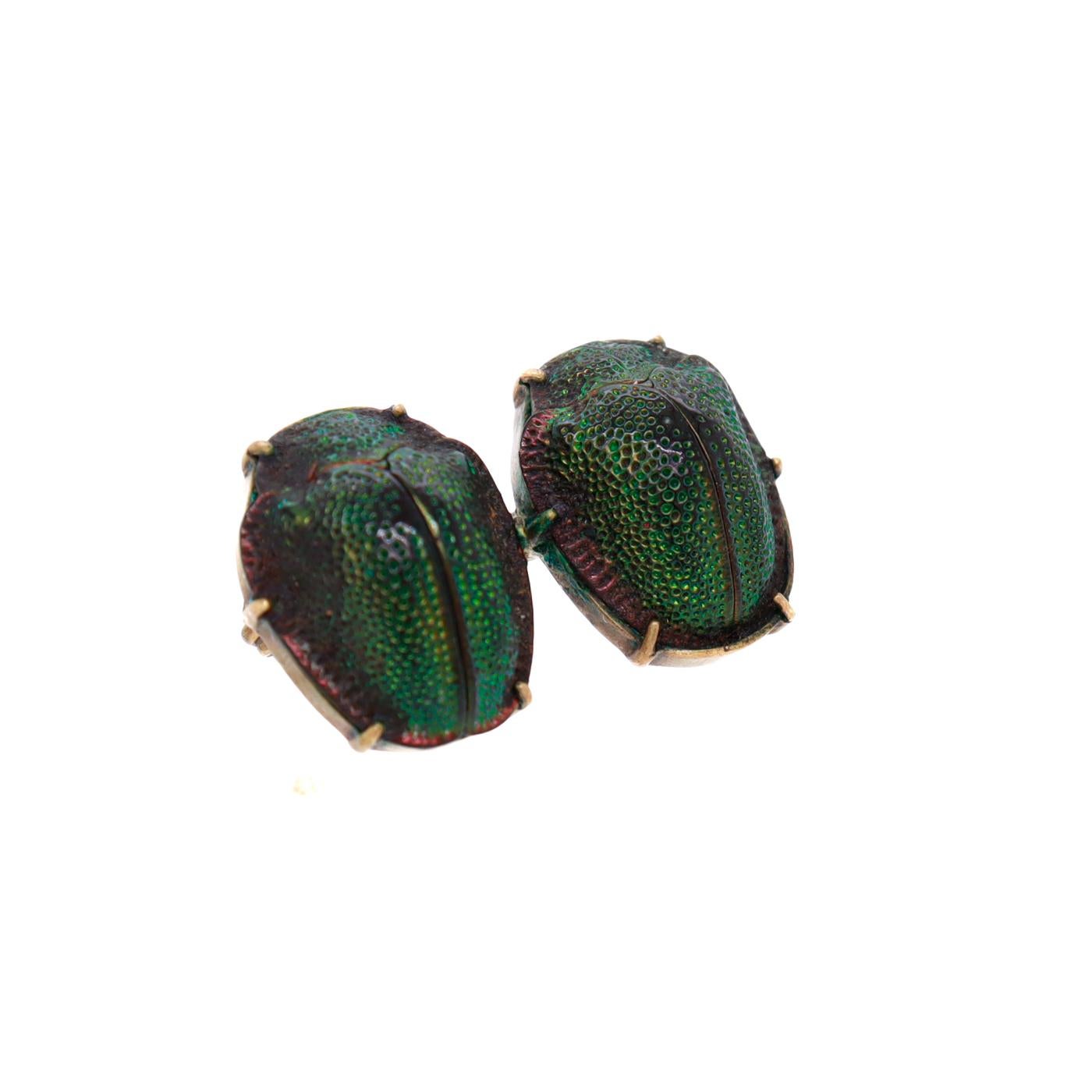 Antique Egyptian Revival Gold Filled Scarab Brooch with Real Beetle Shells For Sale 1