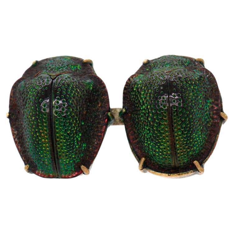 Antique Egyptian Revival Gold Filled Scarab Brooch with Real Beetle ...