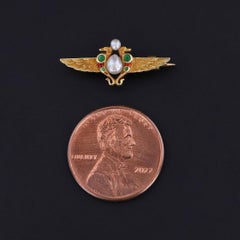 Antique Egyptian Revival Lace Pin of 14k Gold