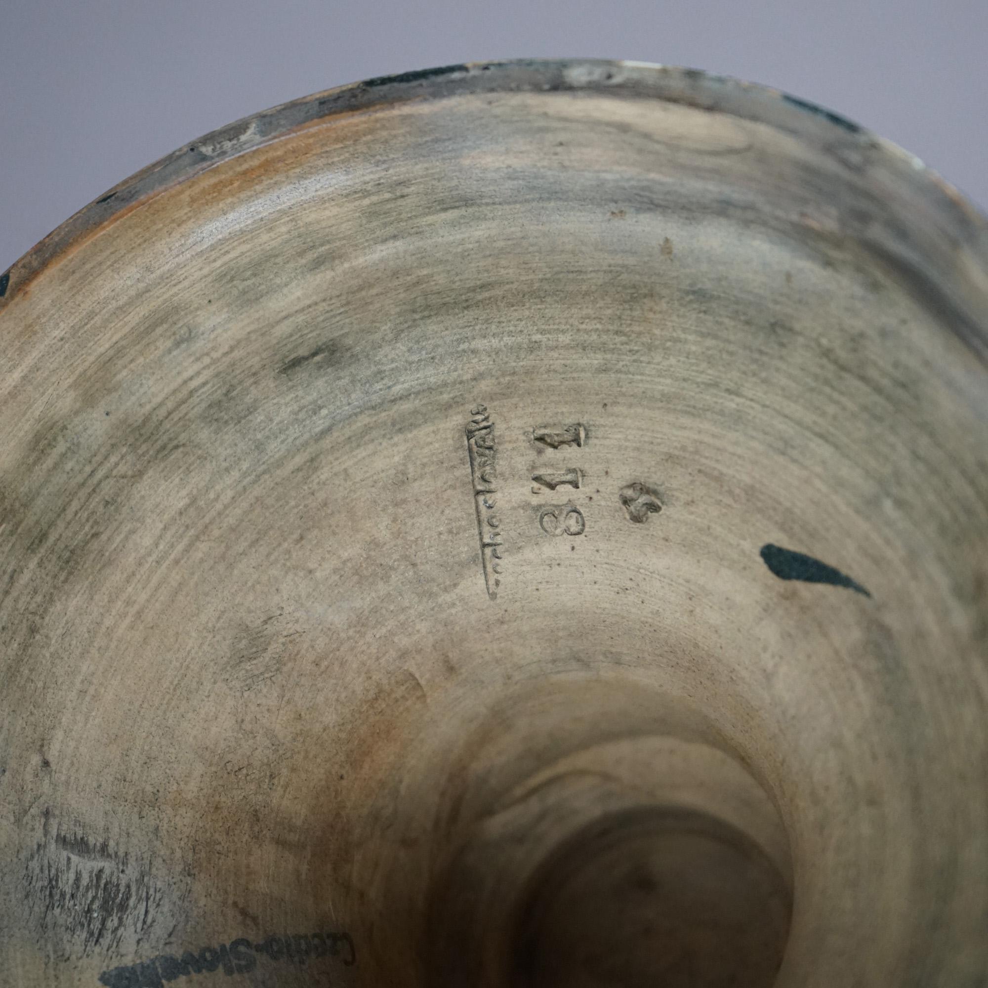 Antique Egyptian Revival Majolica Amphora Teplitz Pottery Vase C1910 3