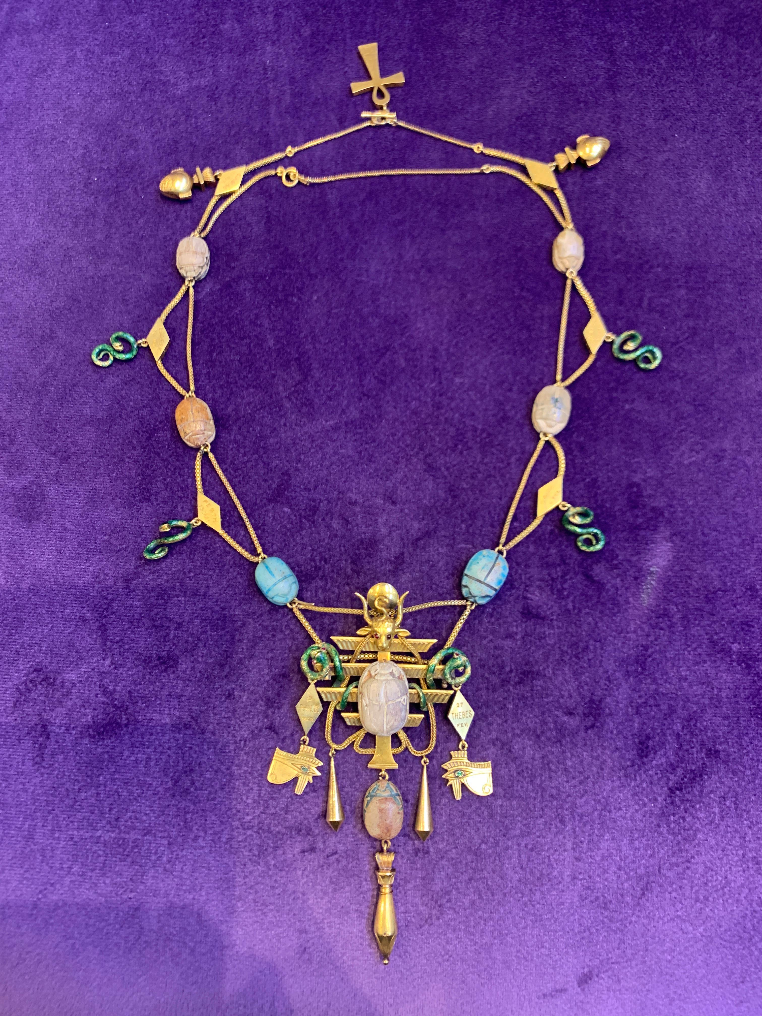 Antike ägyptische Revival-Halskette im Angebot 6
