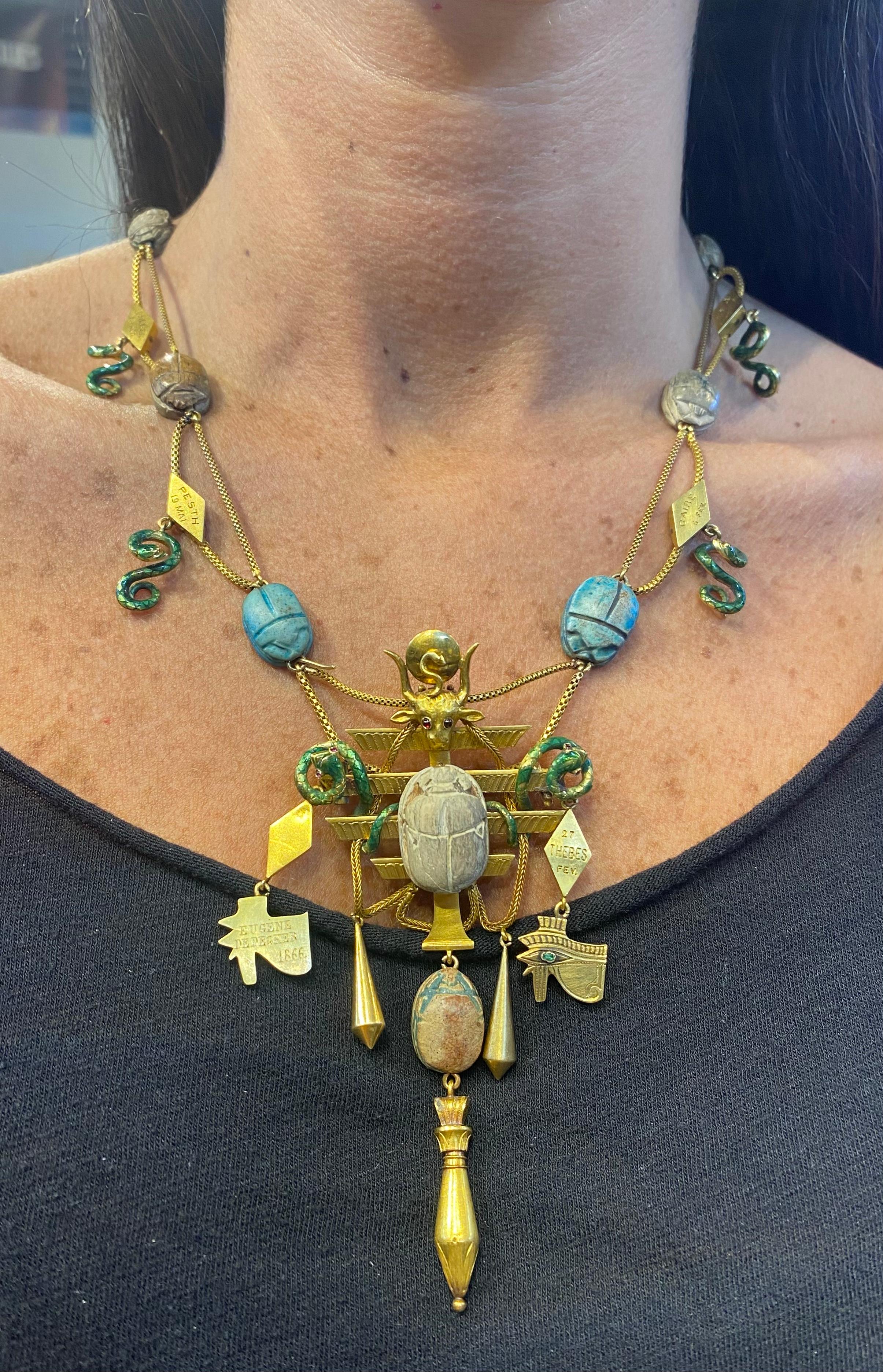 Antique Egyptian Revival Necklace In Excellent Condition For Sale In New York, NY