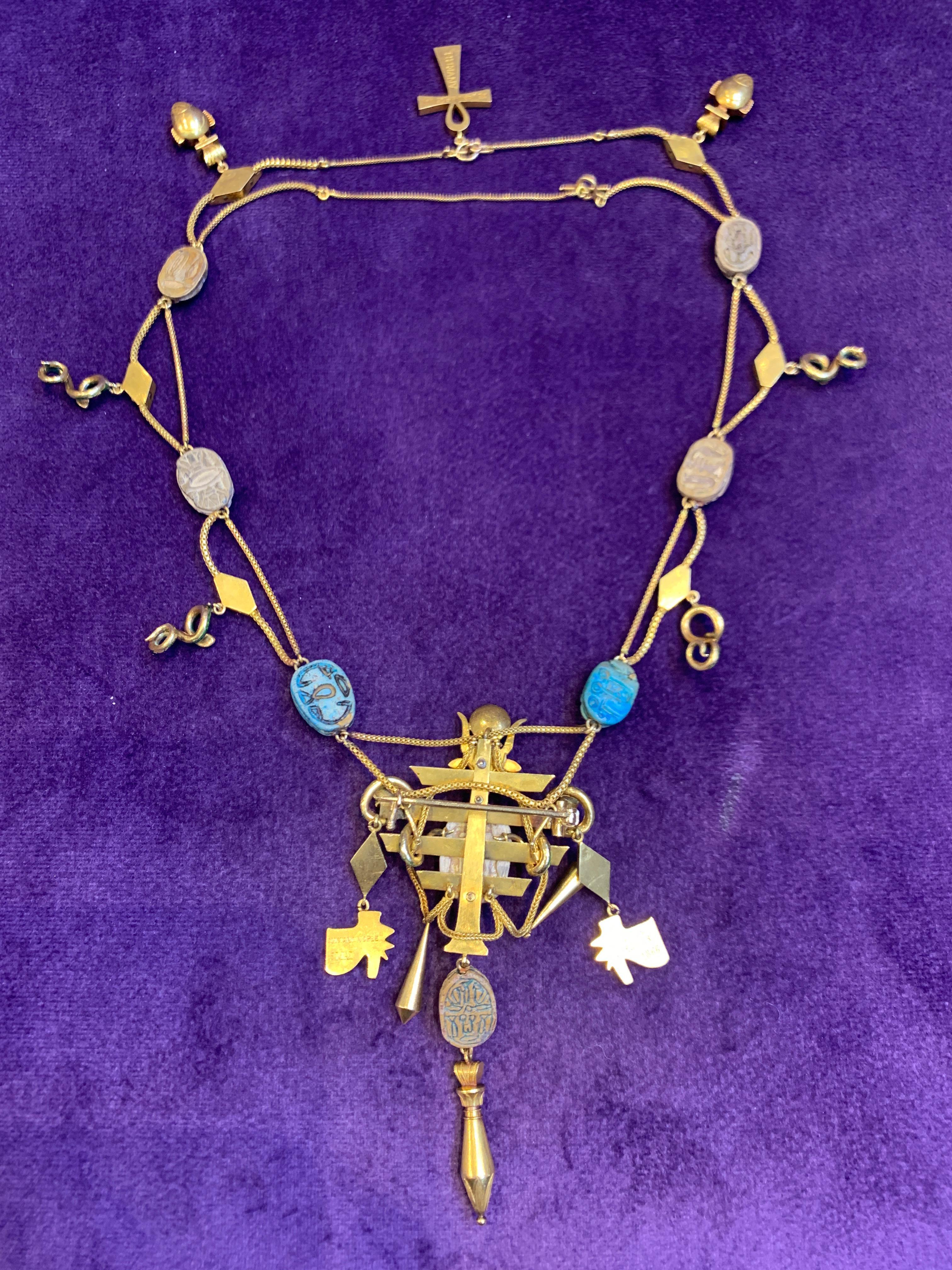 Antike ägyptische Revival-Halskette im Angebot 3