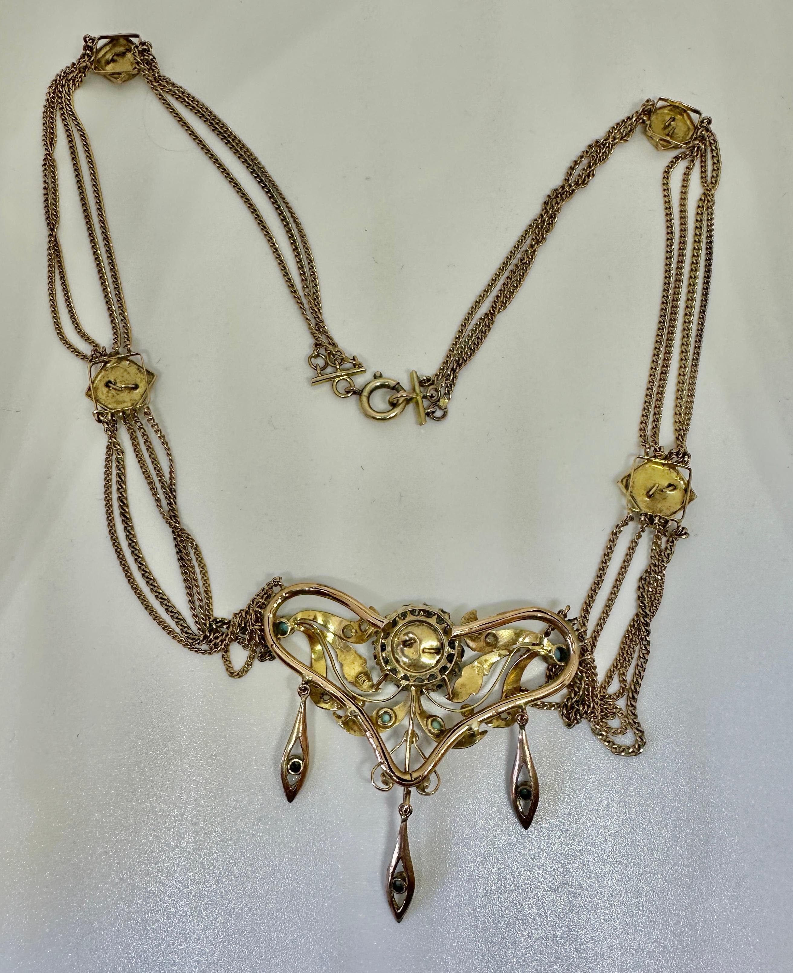 Antique Egyptian Revival Necklace Sapphire Turquoise Enamel Gold Pharoah Goddess For Sale 8