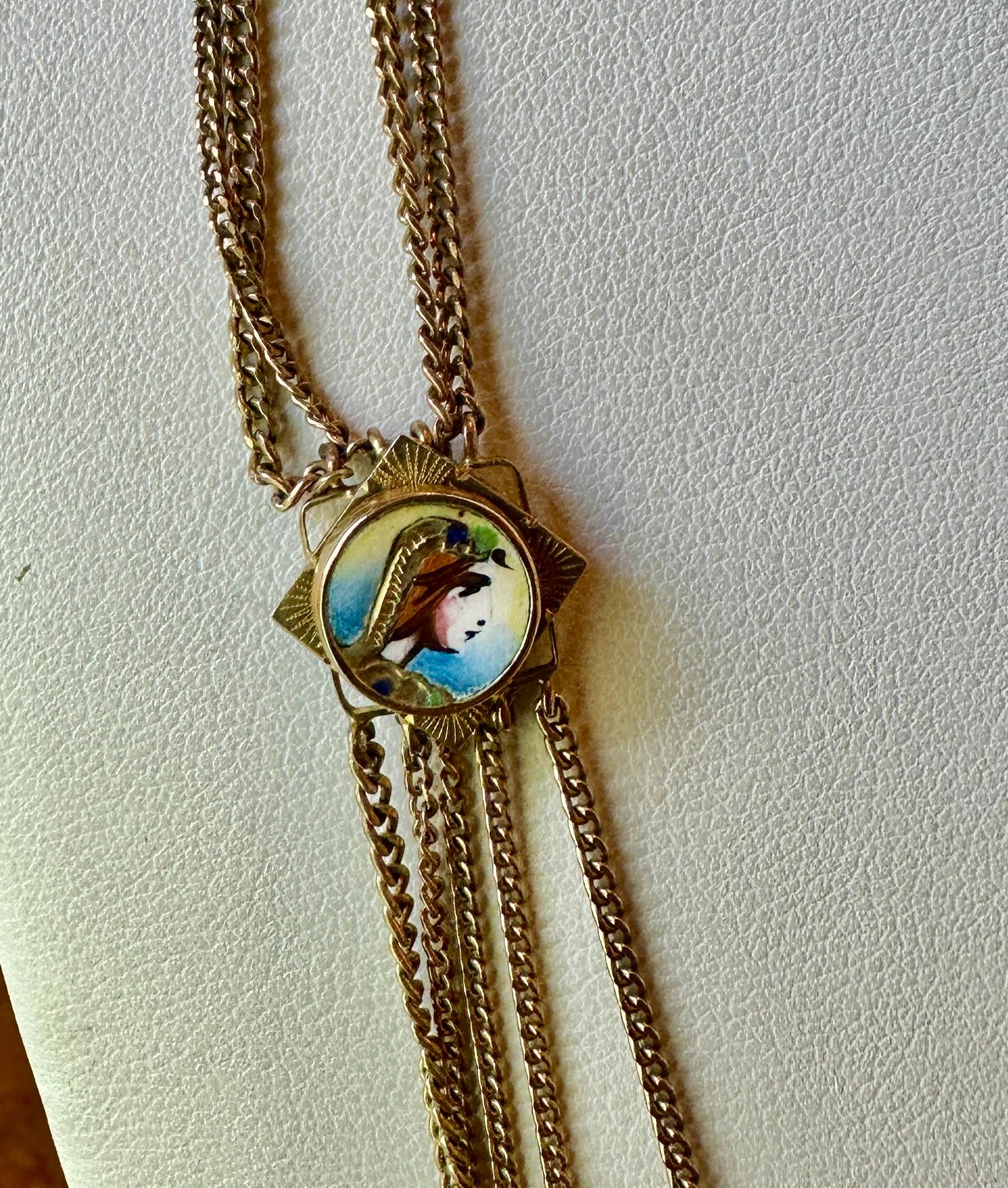 Antique Egyptian Revival Necklace Sapphire Turquoise Enamel Gold Pharoah Goddess For Sale 3