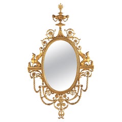 Antike ägyptischen Wiedergeburt neoklassischen vergoldeter Bronze Sphin Wandspiegel c1890