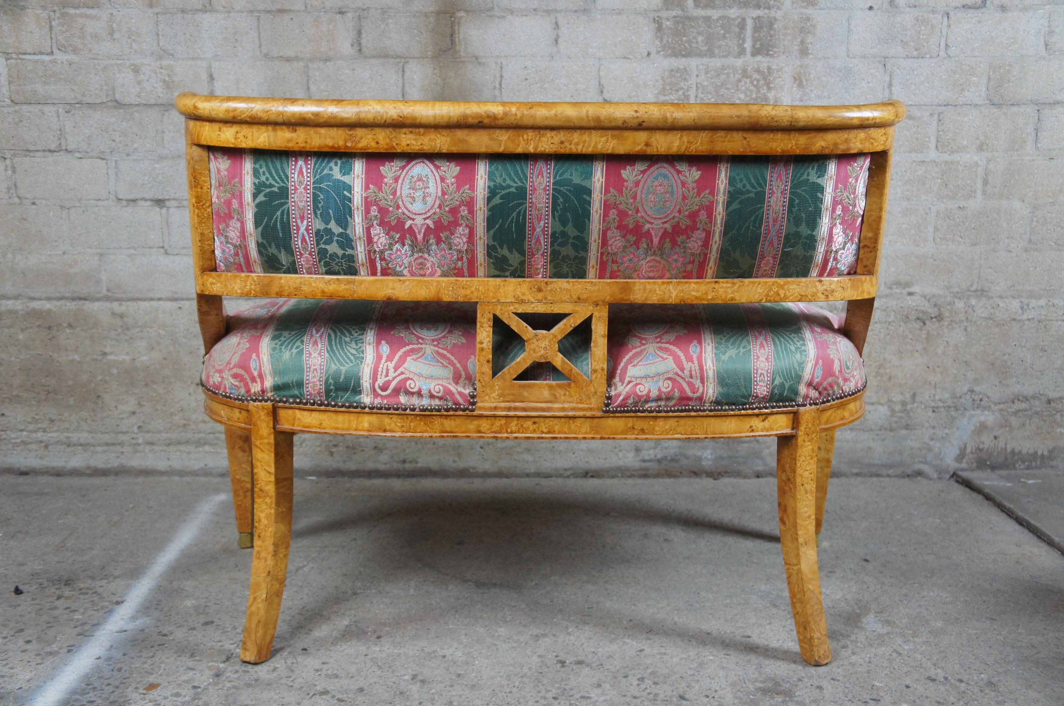 Antique Egyptian Revival Olive Burlwood Parlor Settee Bench Neoclassical 1