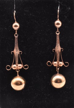 Antique Egyptian Revival Rose Gold Ball Earrings, circa 1870
