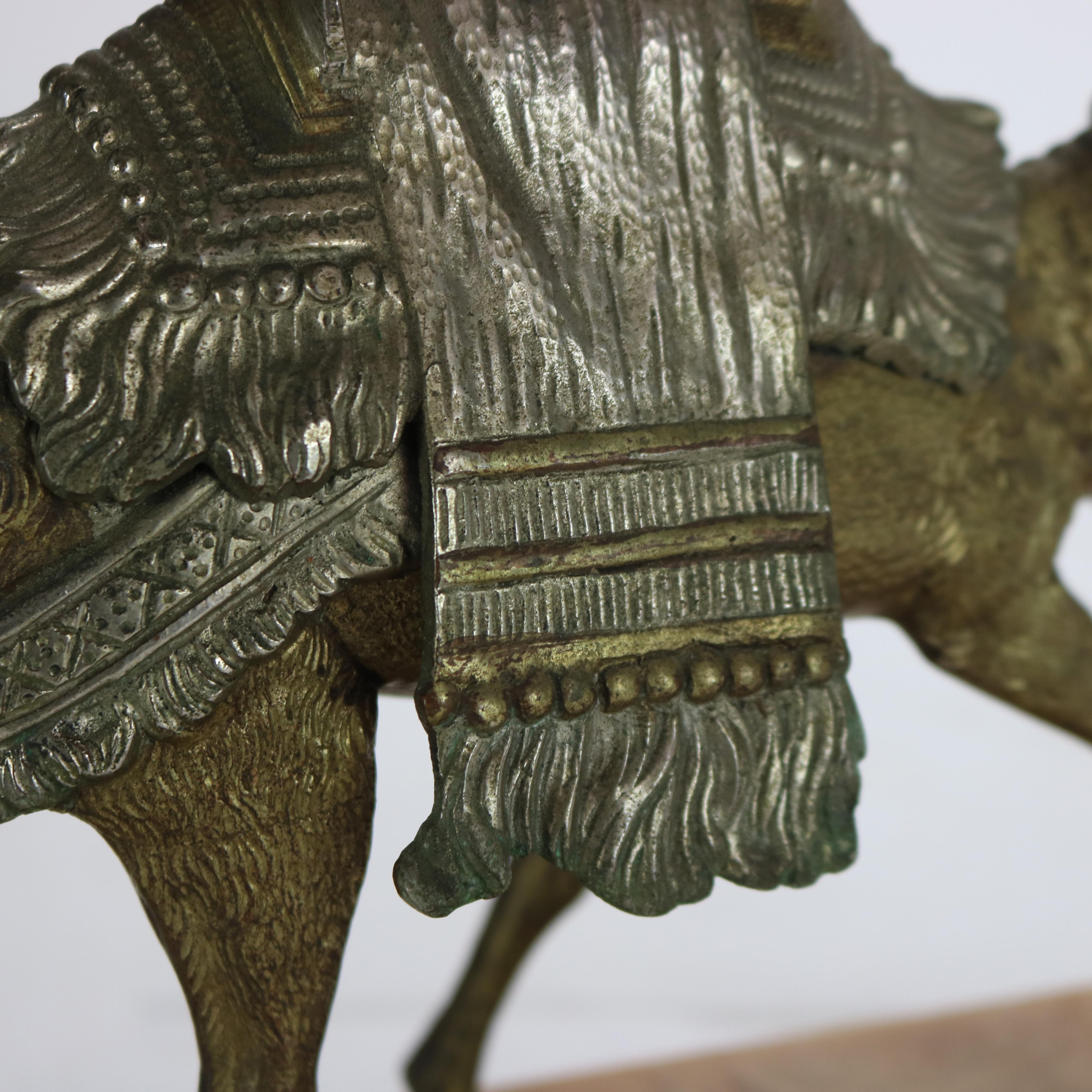 Antique Egyptian Revival Silver & Gilt Finished Sculpture of Camel & Rider C1900 For Sale 7