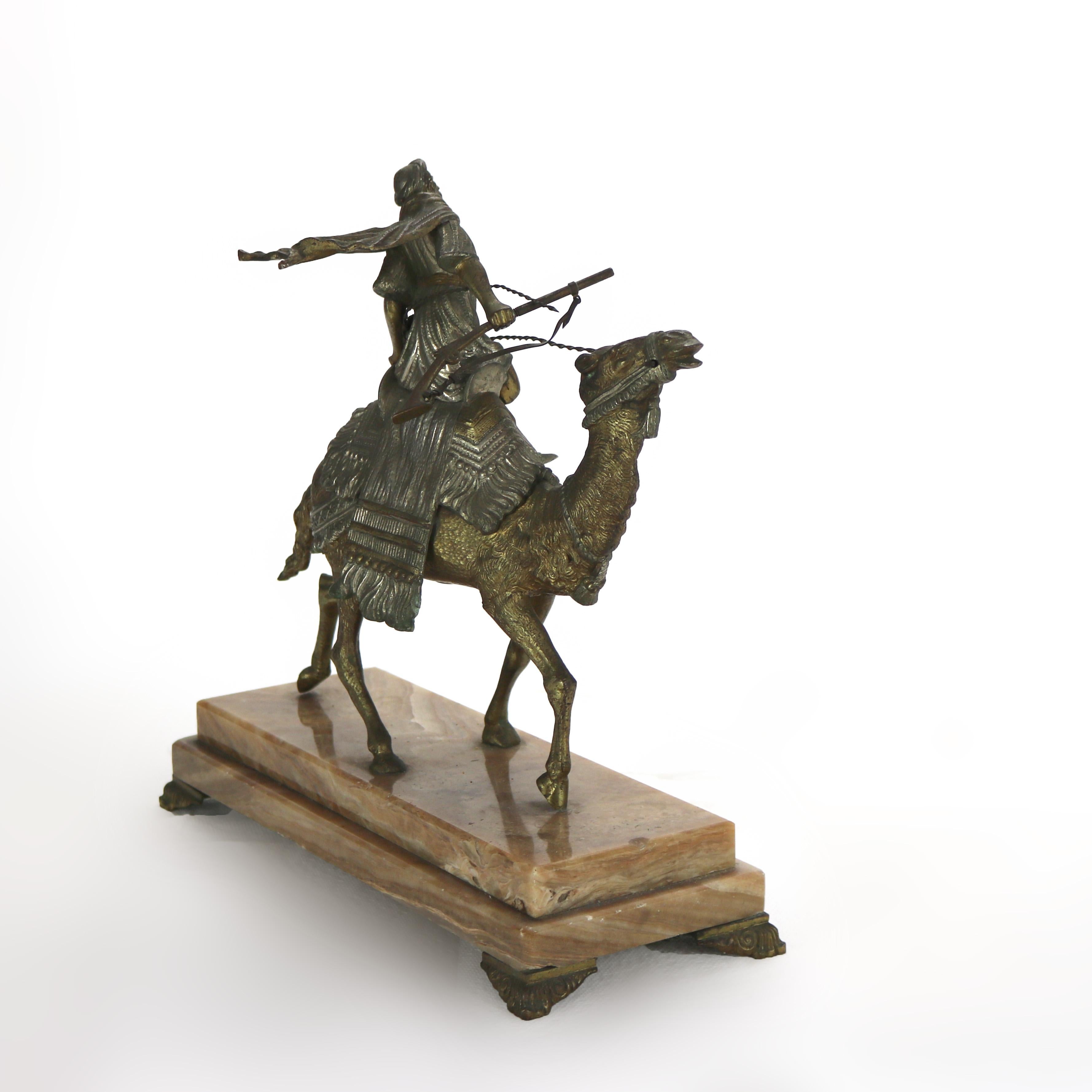 Antique Egyptian Revival Silver & Gilt Finished Sculpture of Camel & Rider C1900 For Sale 8