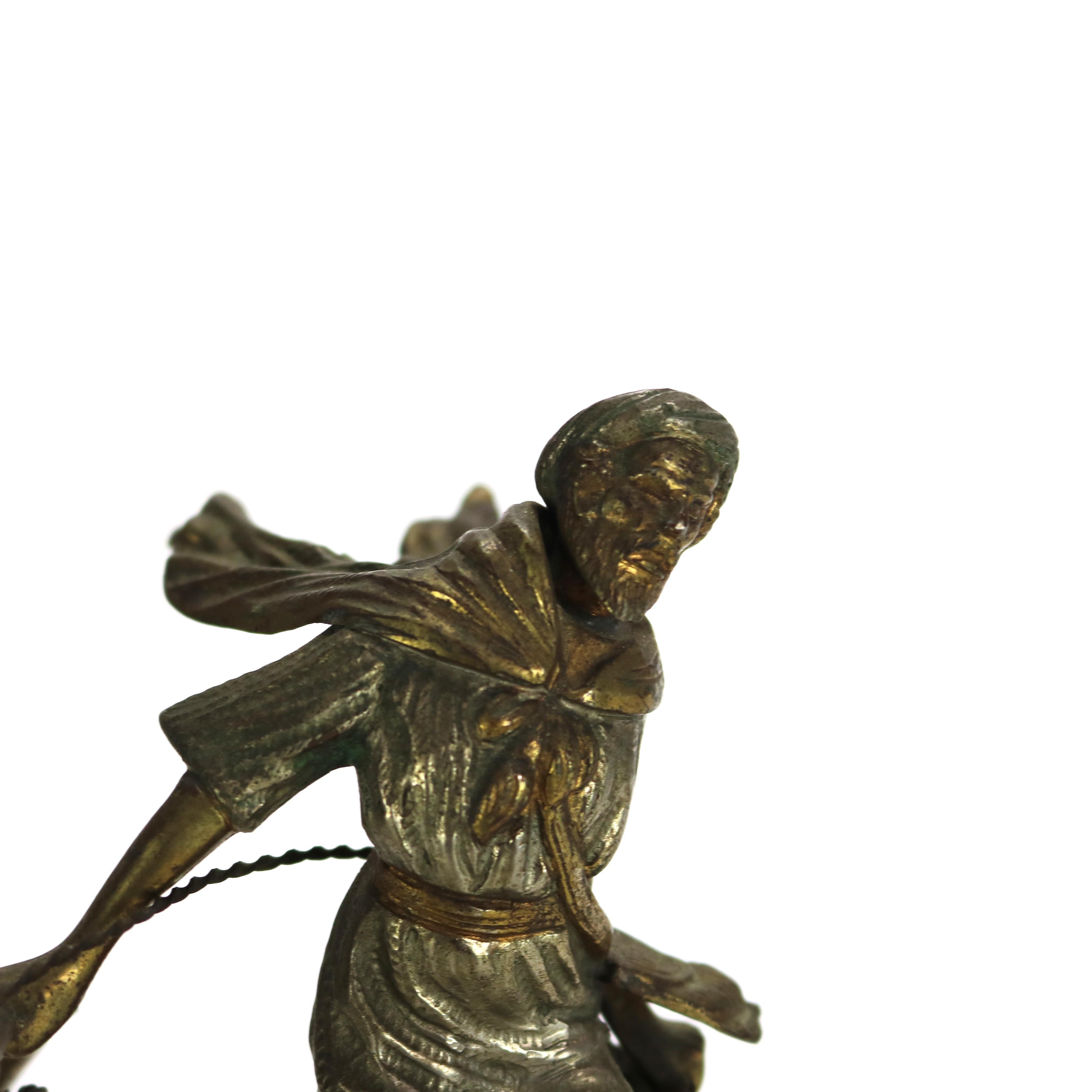 Antique Egyptian Revival Silver & Gilt Finished Sculpture of Camel & Rider C1900 For Sale 11