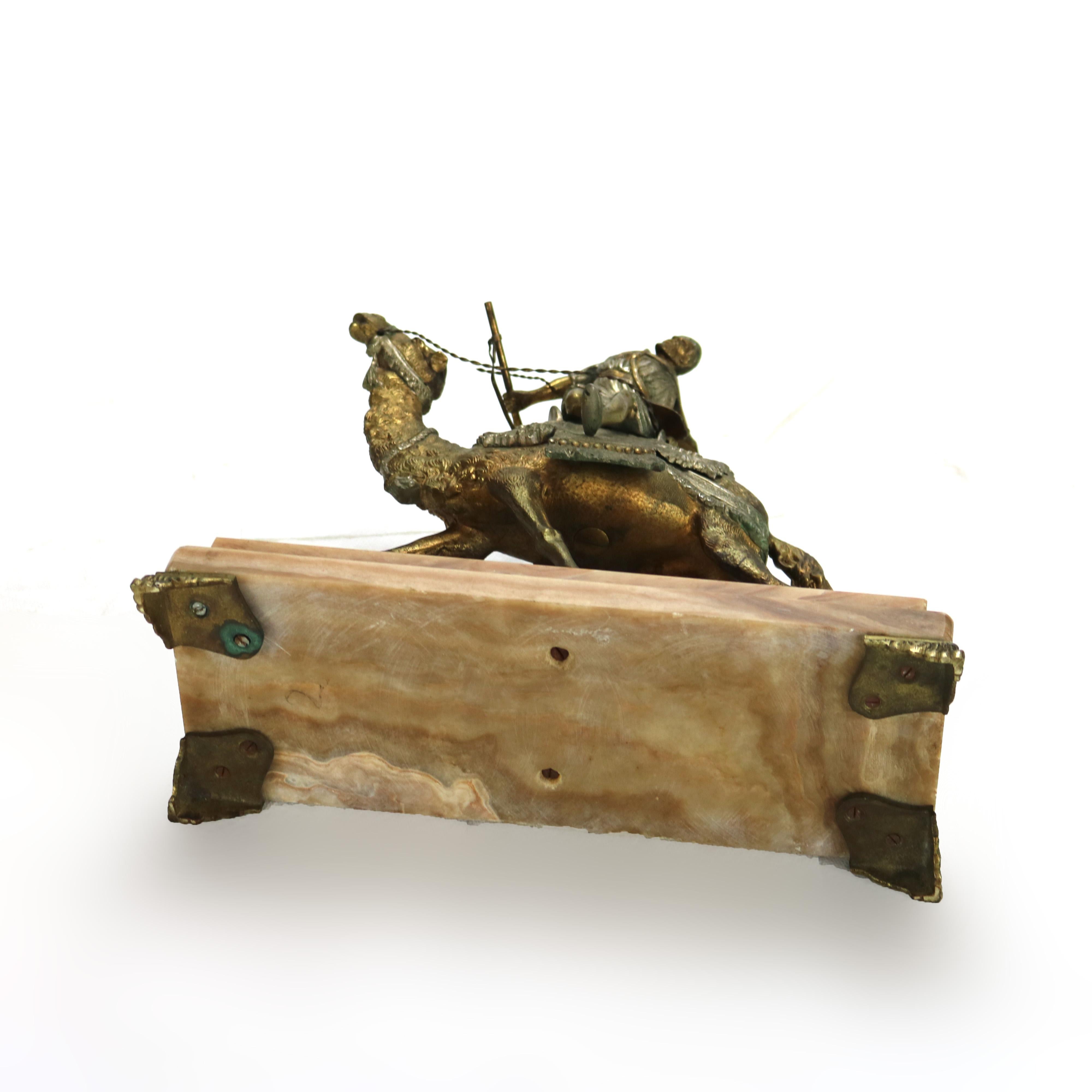 Antique Egyptian Revival Silver & Gilt Finished Sculpture of Camel & Rider C1900 For Sale 12