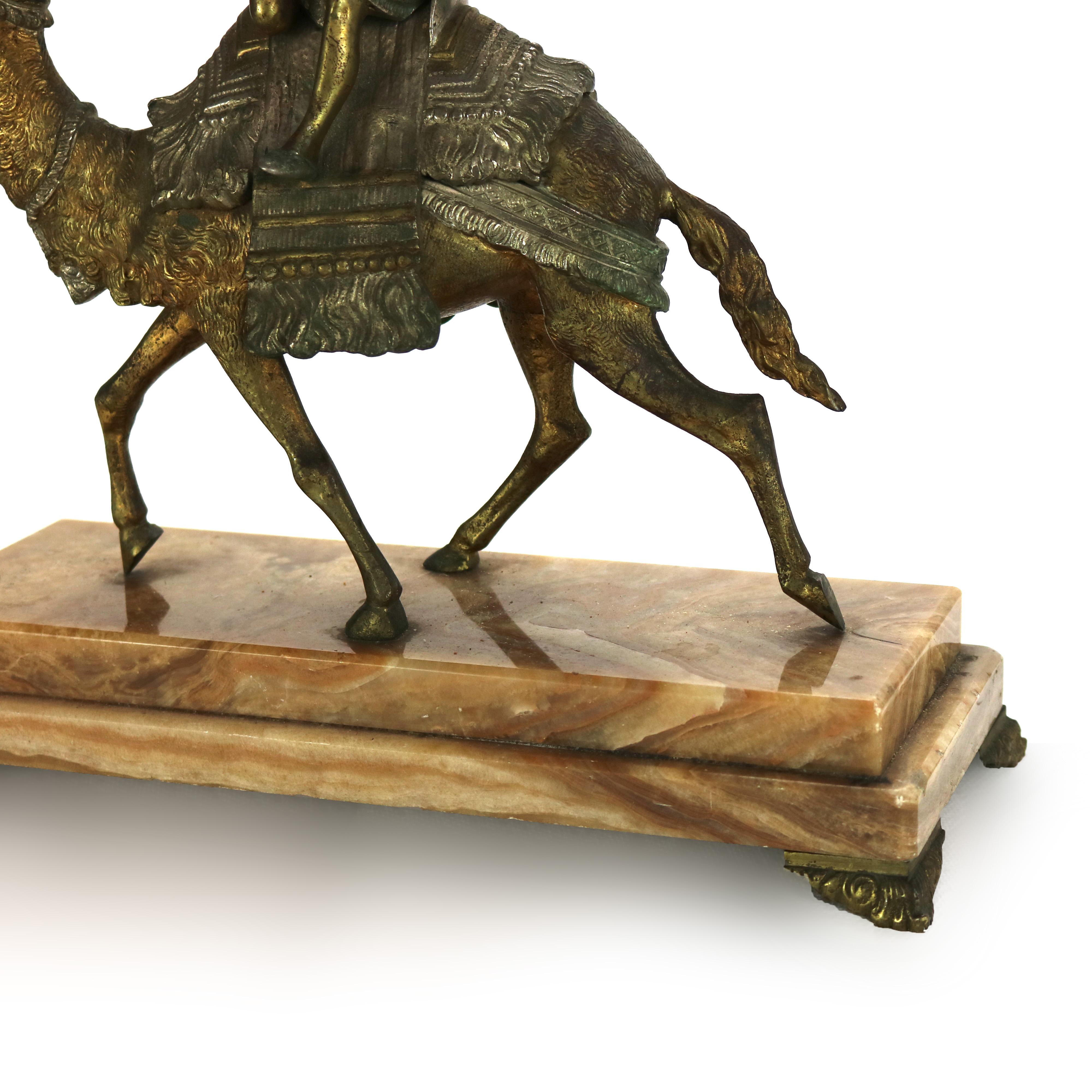 Metal Antique Egyptian Revival Silver & Gilt Finished Sculpture of Camel & Rider C1900 For Sale