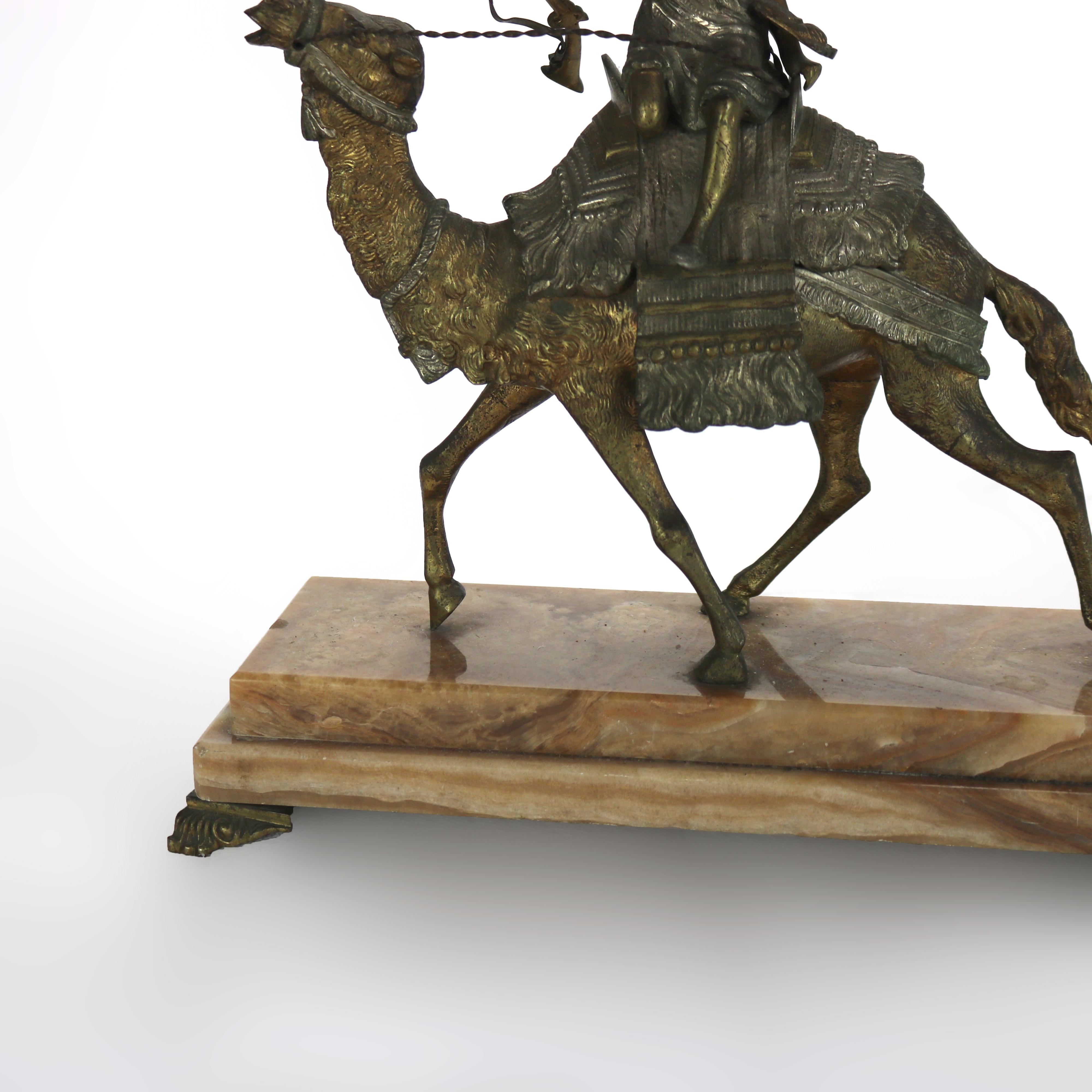 Antique Egyptian Revival Silver & Gilt Finished Sculpture of Camel & Rider C1900 For Sale 2