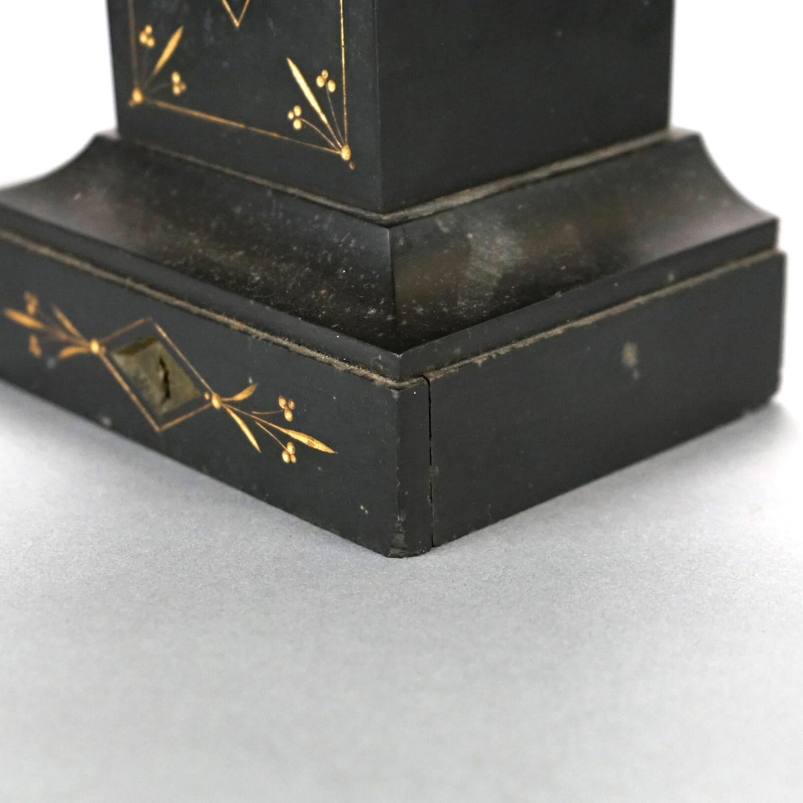 Pendule de cheminée ancienne en ardoise de style néo-égyptien, Bigelow Kennard Boston, 19ème siècle 2