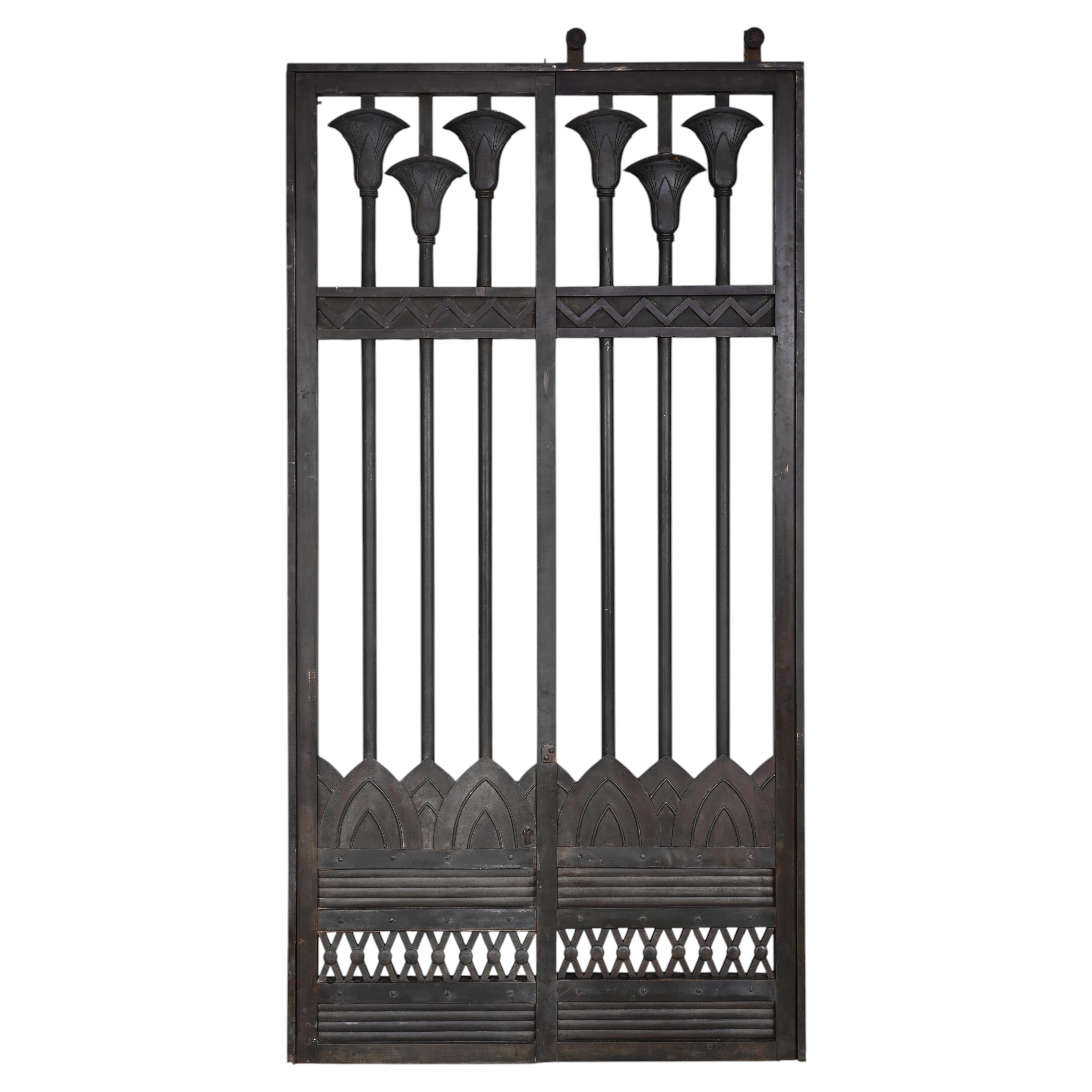 Antique Egyptian Revival Sliding Gate, Bronze & Brass, Circa 1880 For Sale
