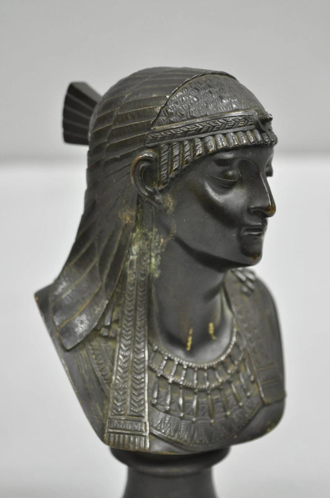 Bronze Buste de Pharaon en bronze de 7