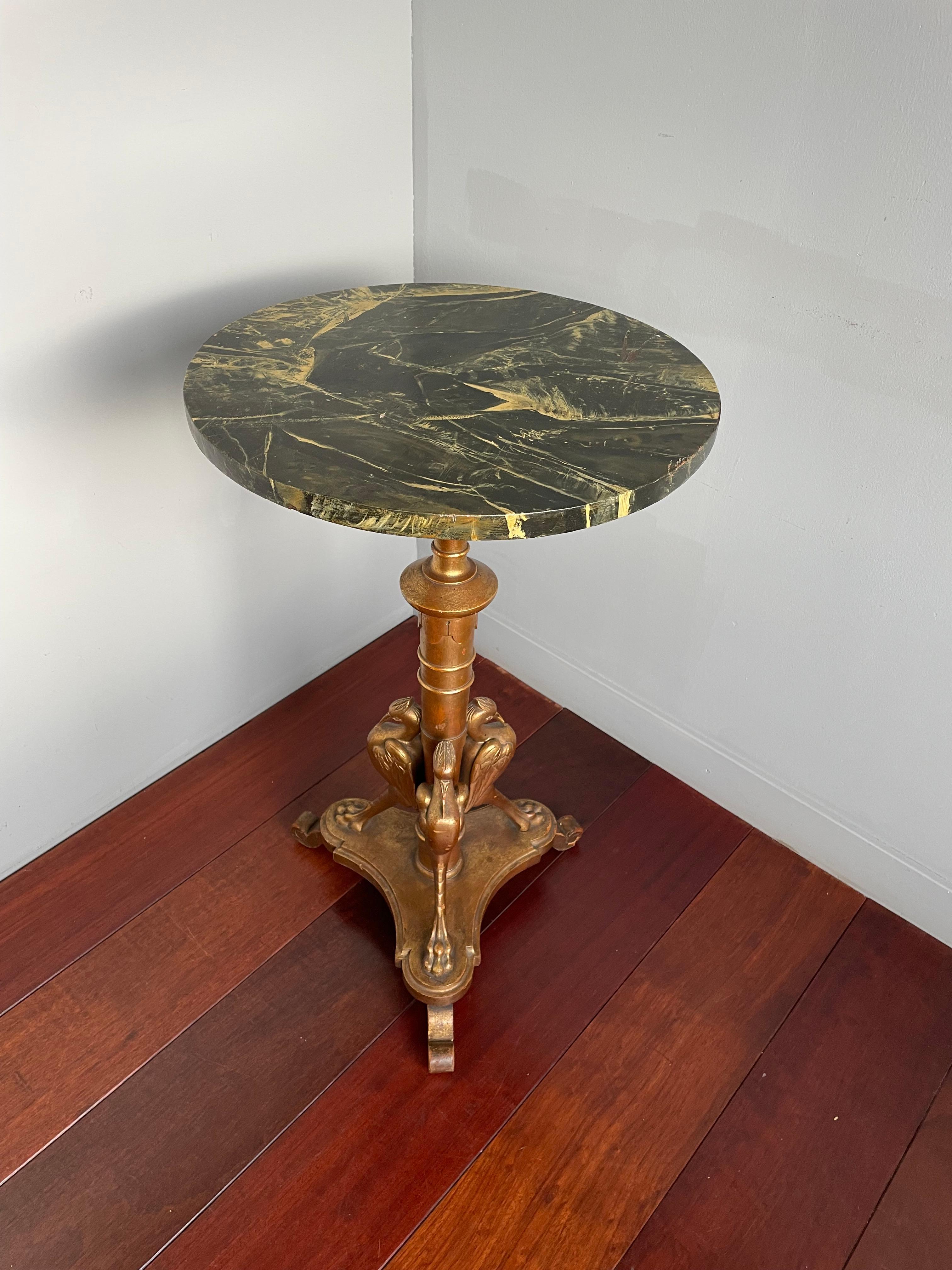 Antique Egyptian Revival Table with Sacred Ibis Sculptures, Symbol for God Thoth For Sale 8