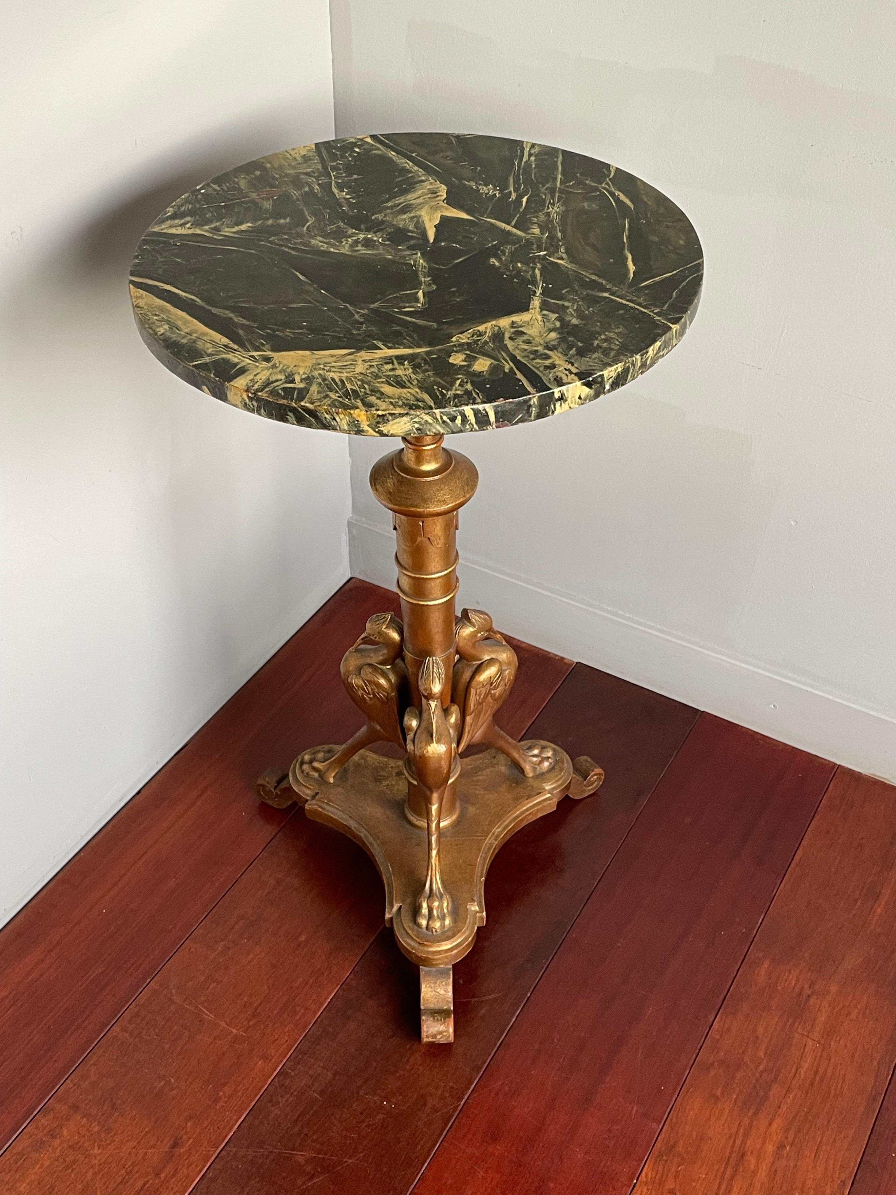 Antique Egyptian Revival Table with Sacred Ibis Sculptures, Symbol for God Thoth For Sale 10