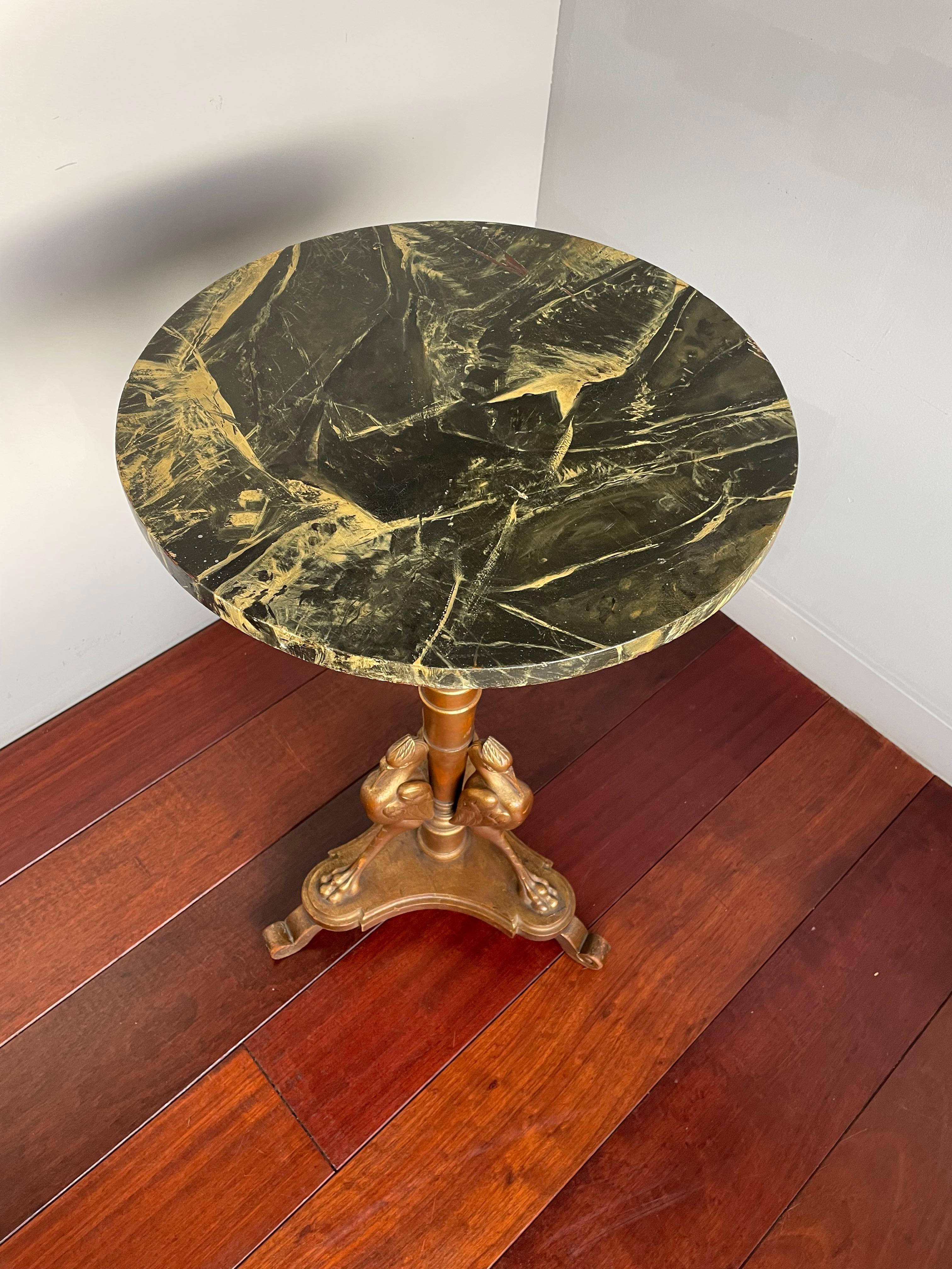 Gold Leaf Antique Egyptian Revival Table with Sacred Ibis Sculptures, Symbol for God Thoth For Sale