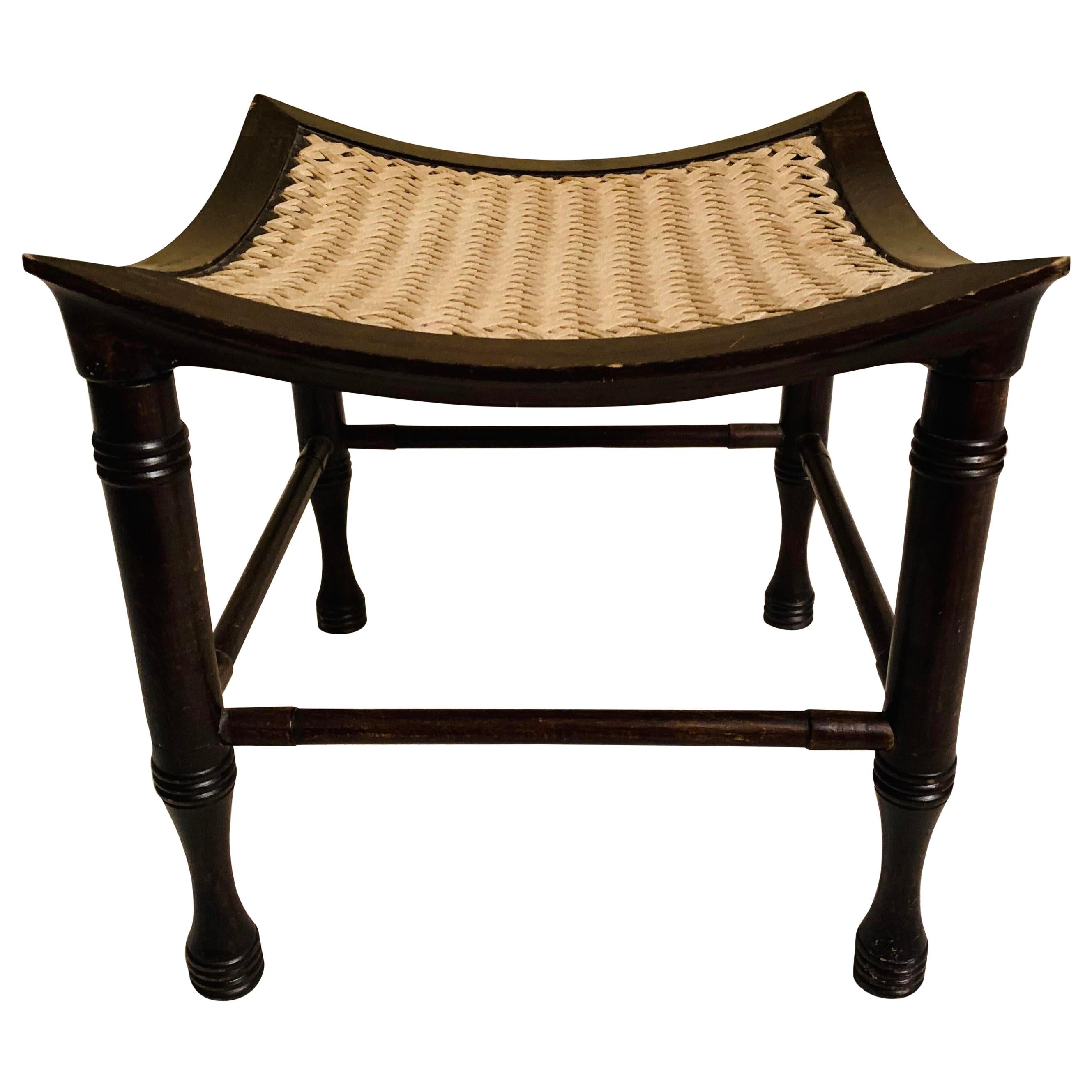 Antique Egyptian Revival Thebes Stool in the Style of Liberty & Co.