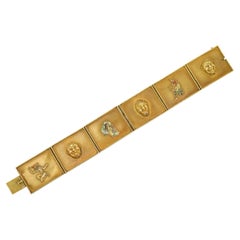 Antique Egyptian Revival Wide Enamel Story Bracelet