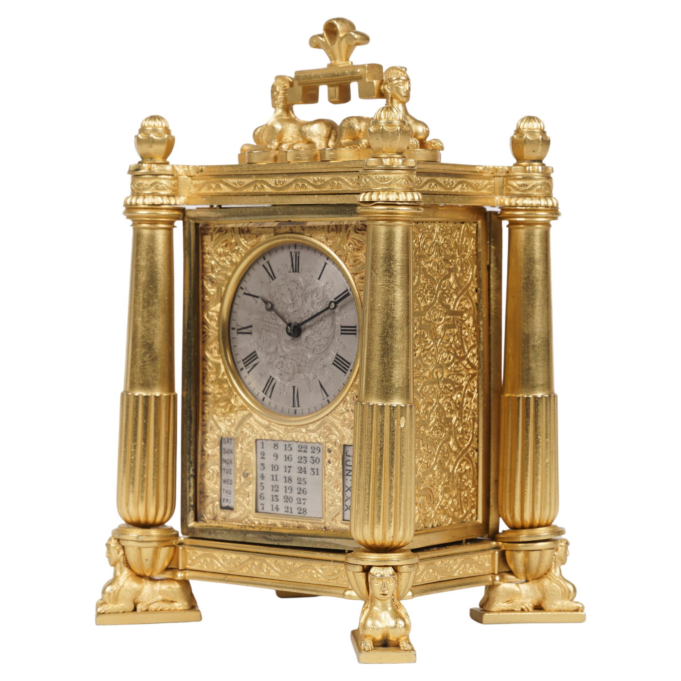 Antique 'Egyptian' Style Carriage Clock in the Manner of Thomas Cole