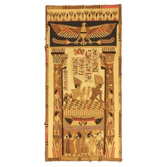 Antique Egyptian Textile  Hieroglyphics Design, ca. 1920