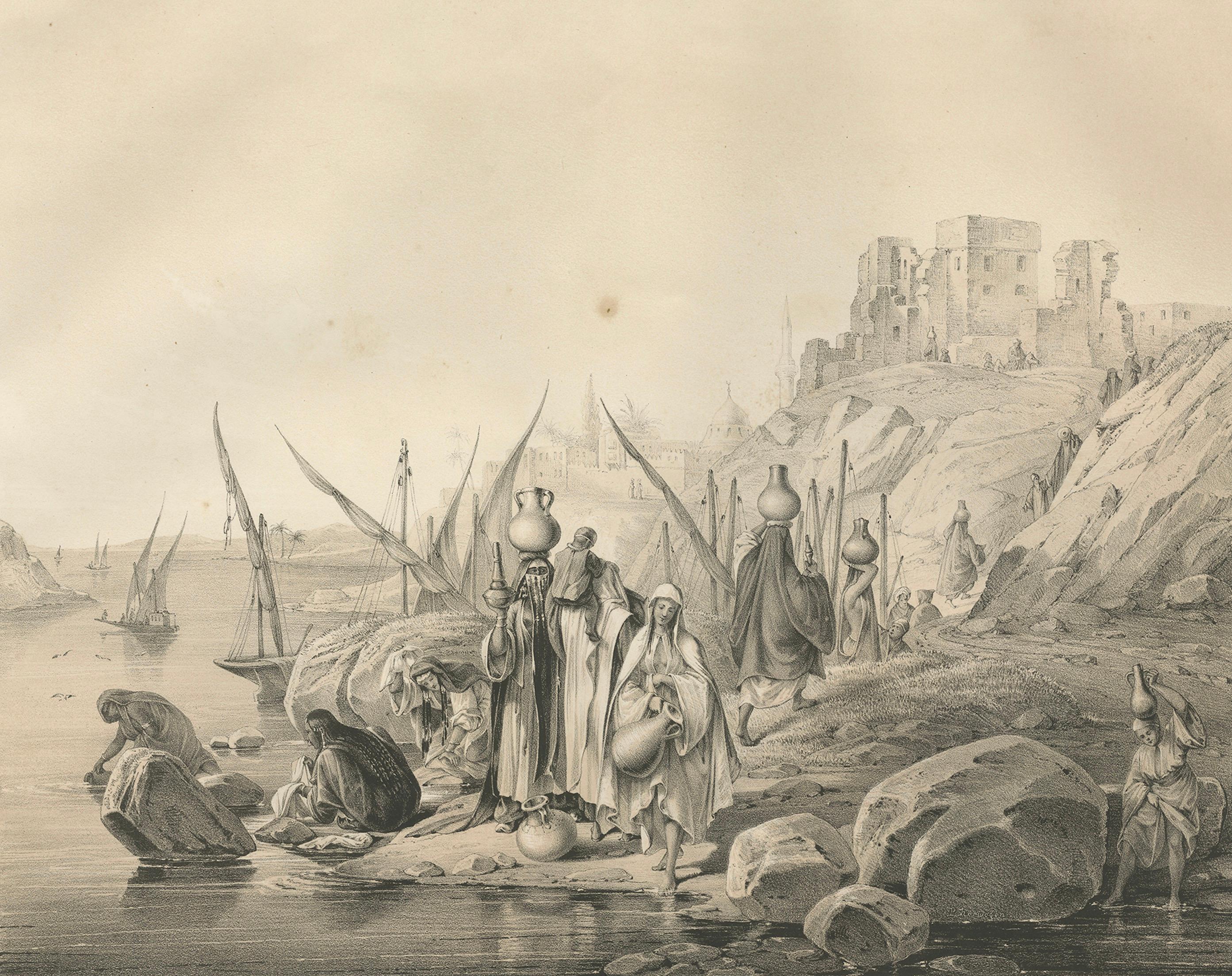 Antike ägyptische Frauen am Nil, Wasserszene aus Maximilian in Bayern, 1846 (Deutsch) im Angebot